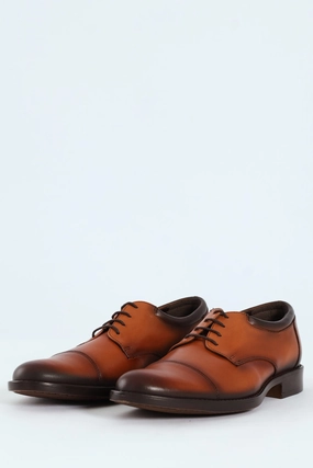 Toe Cap Formal Derby Shoe - Tan Fast Start Foot Support
