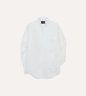 Ecru Linen Spread Collar Shirt Layered Design
