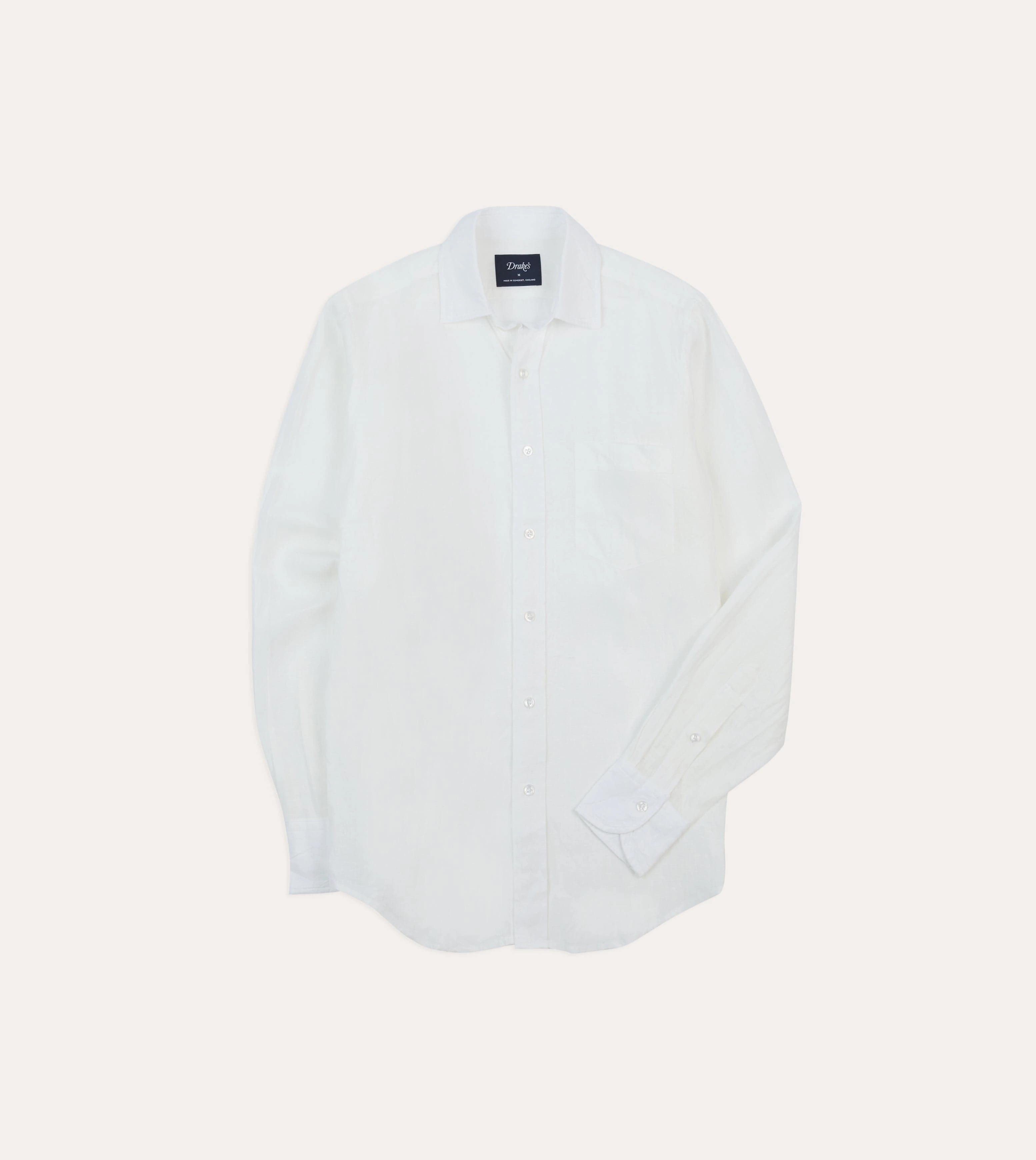 Ecru Linen Spread Collar Shirt Layered Design