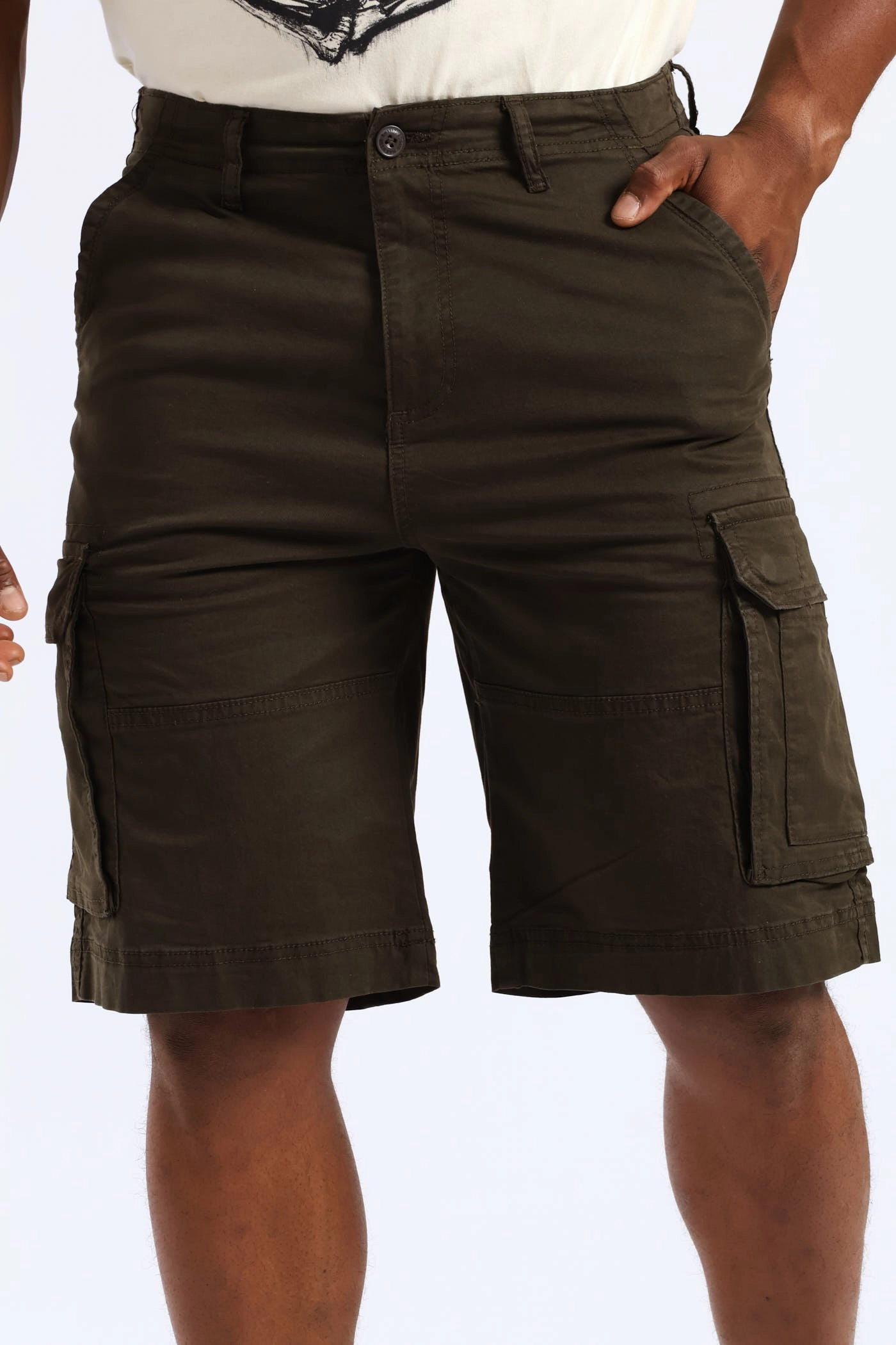 Travel Ready Cargo Bellows Short - Fatigue Wool blend