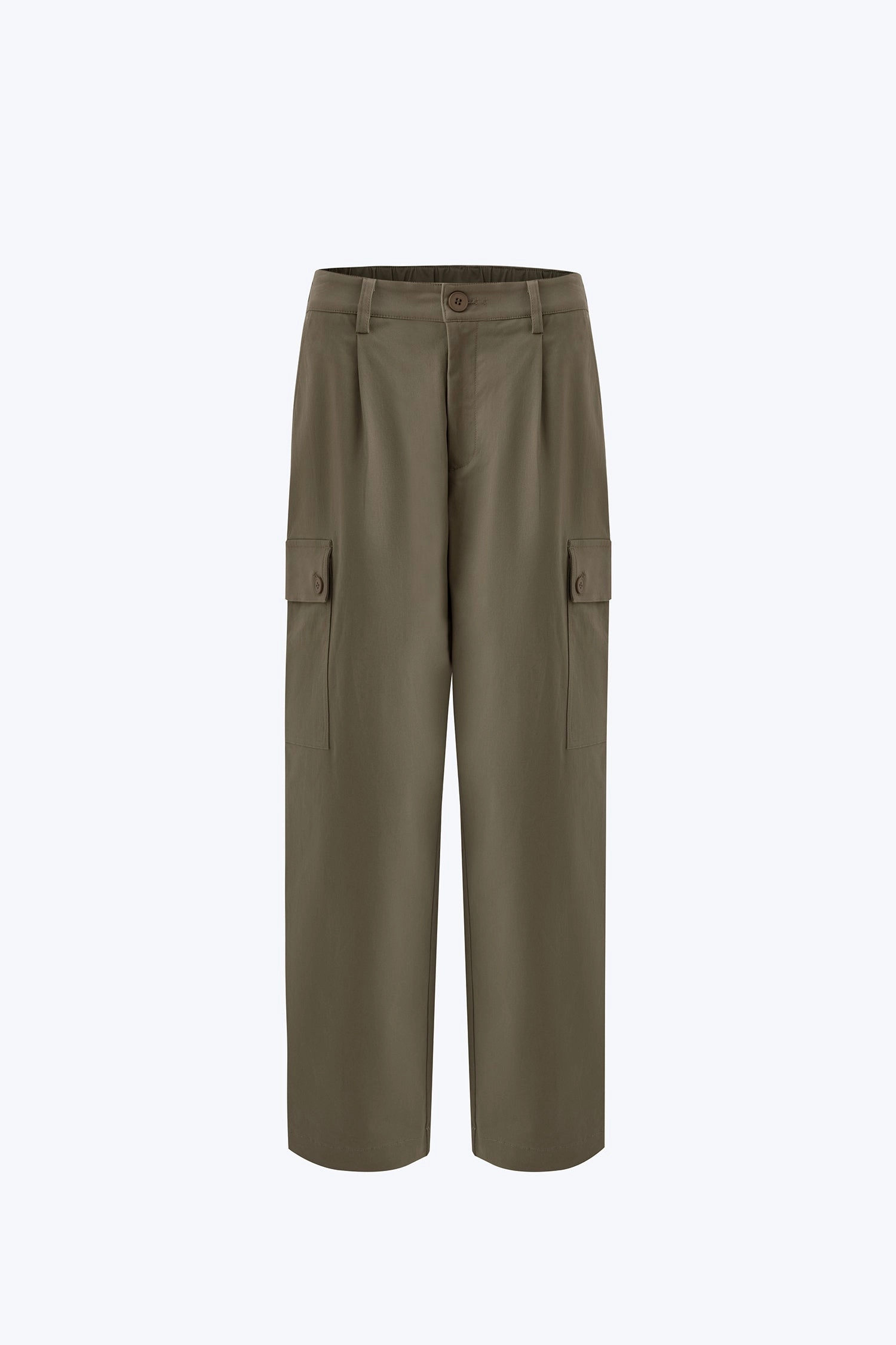 Slim Fit Cargo Trousers - Olive Grey Minimal Design Outdoor Comfort Fit