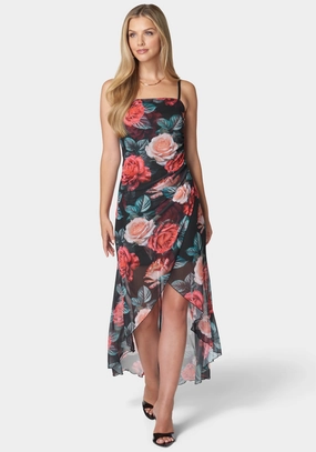 Isabella Hi-Low Mesh Dress Subtle pattern