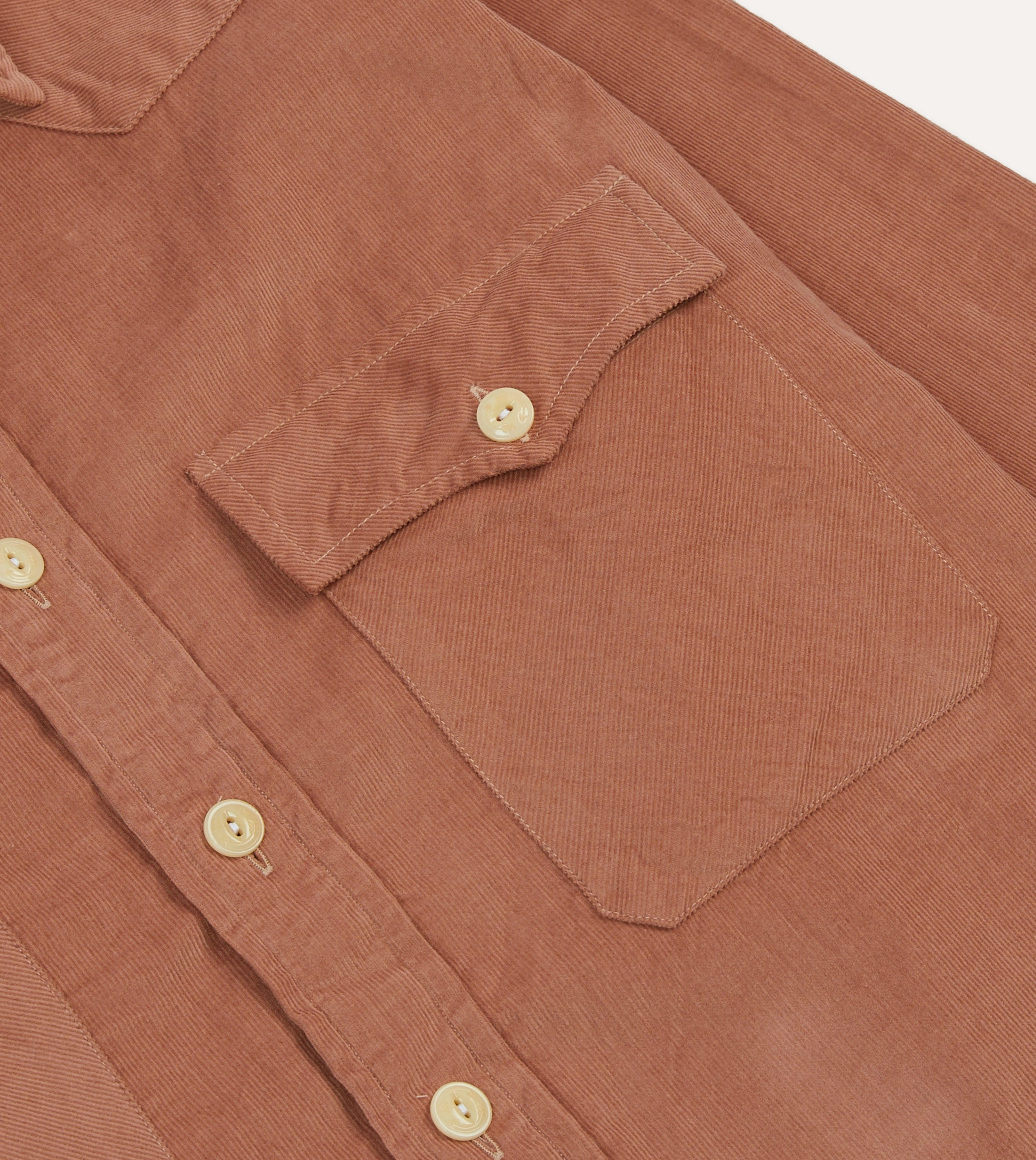 Tailored Silhouette Washed Red Corduroy Two-Pocket Western Shirt