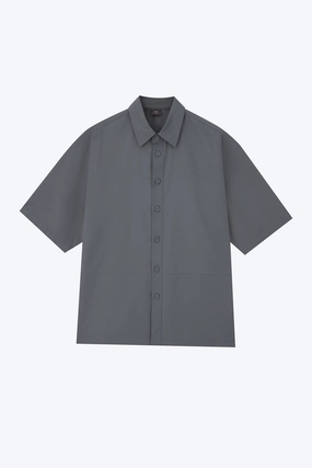 Casual Point Collar Shirt - Gray Green [AT] Quick Dry Material