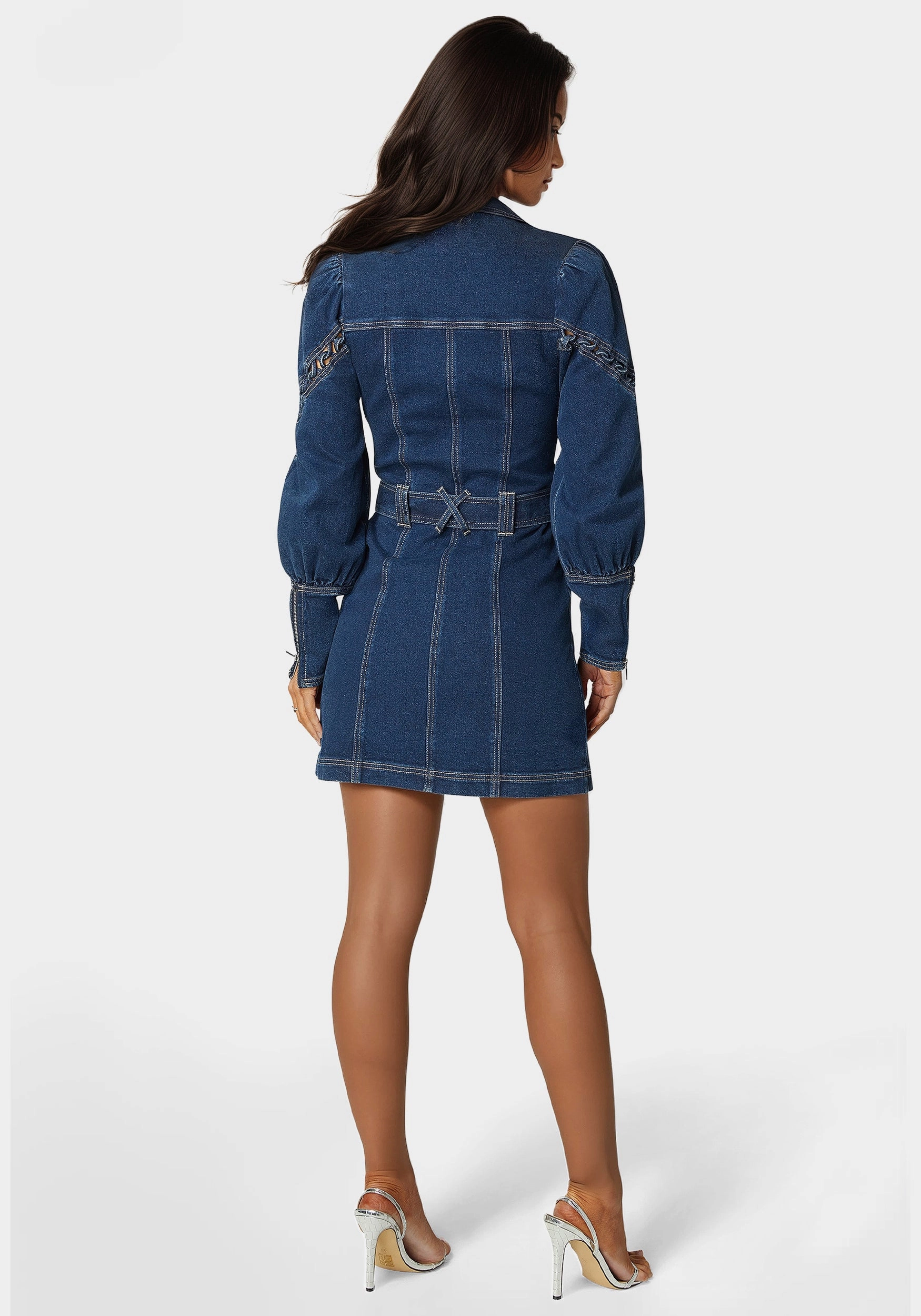 Sleeve Detail Front Button Denim Dress Fashion Forward