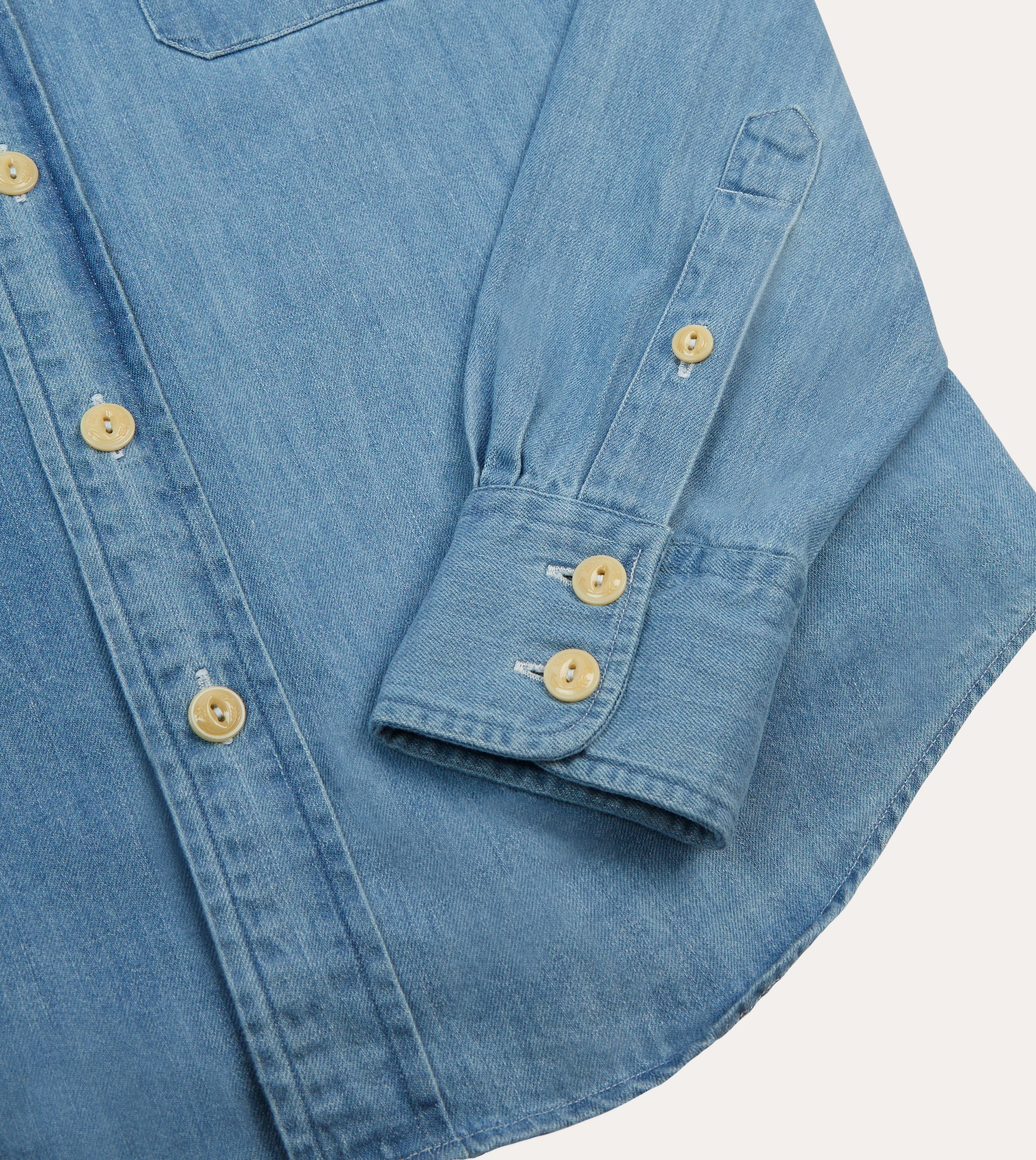 Oversized style Bleach Wash Denim Two-Pocket Western Shirt