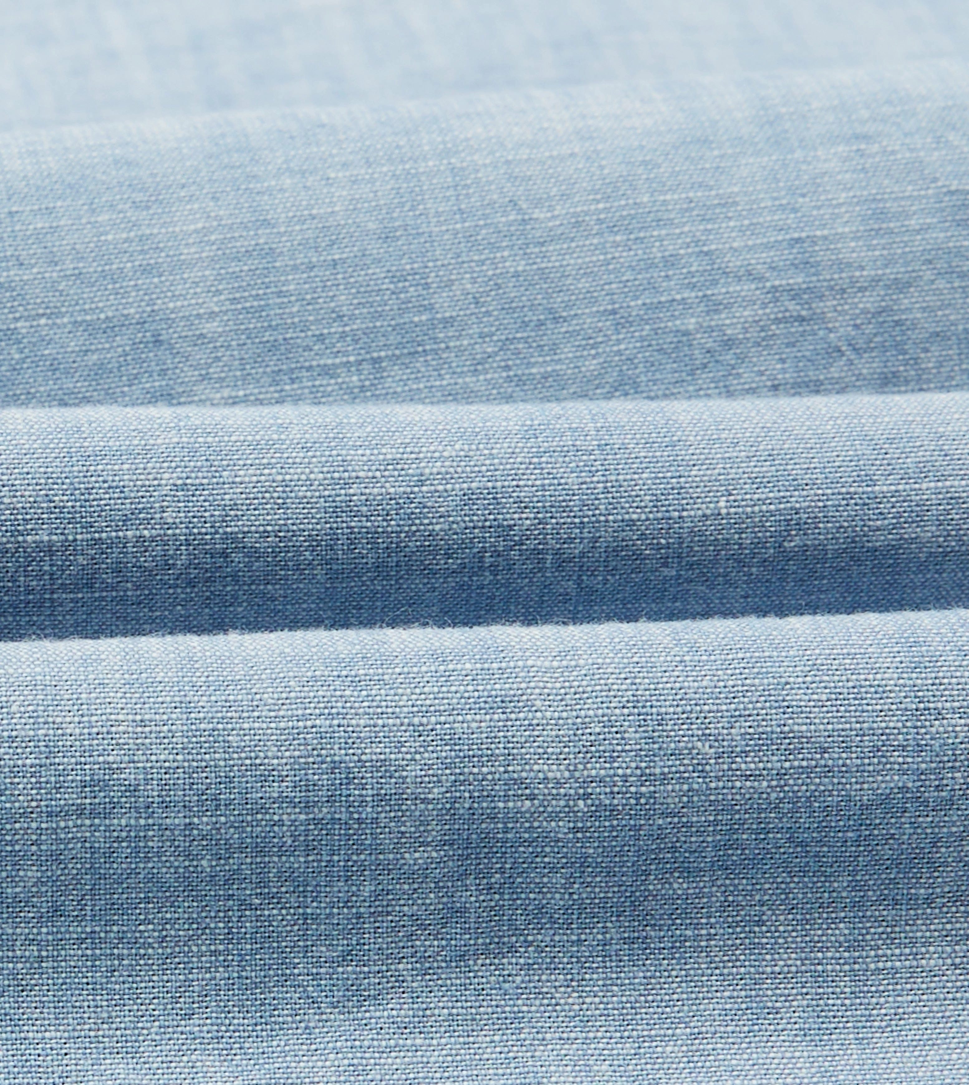 Blue Cotton Chambray Spread Collar Popover Shirt Tropical theme Reinforced Hems