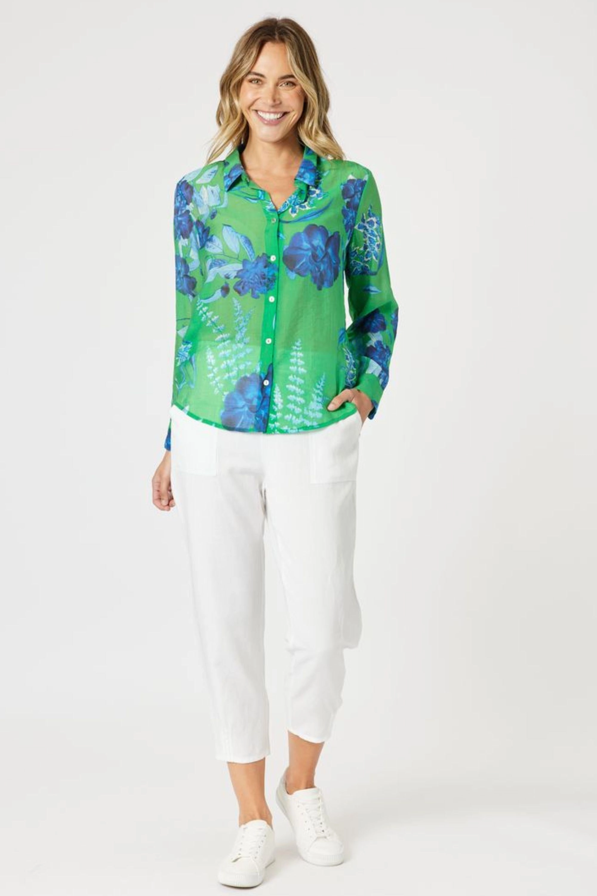 GARDEN BLOOM SHIRT - 48164GS stain resistant coating Abstract art