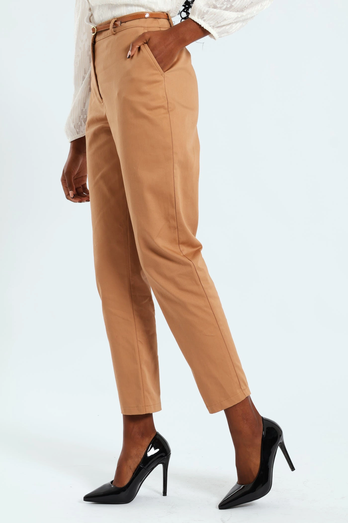 Chino Belted Pant - Stone Soft Lines Stain Resistant