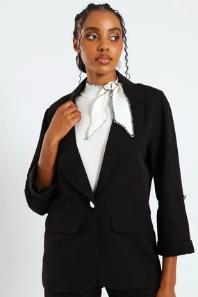 Turn Up Tab Blazer - Black Cozy Street Style