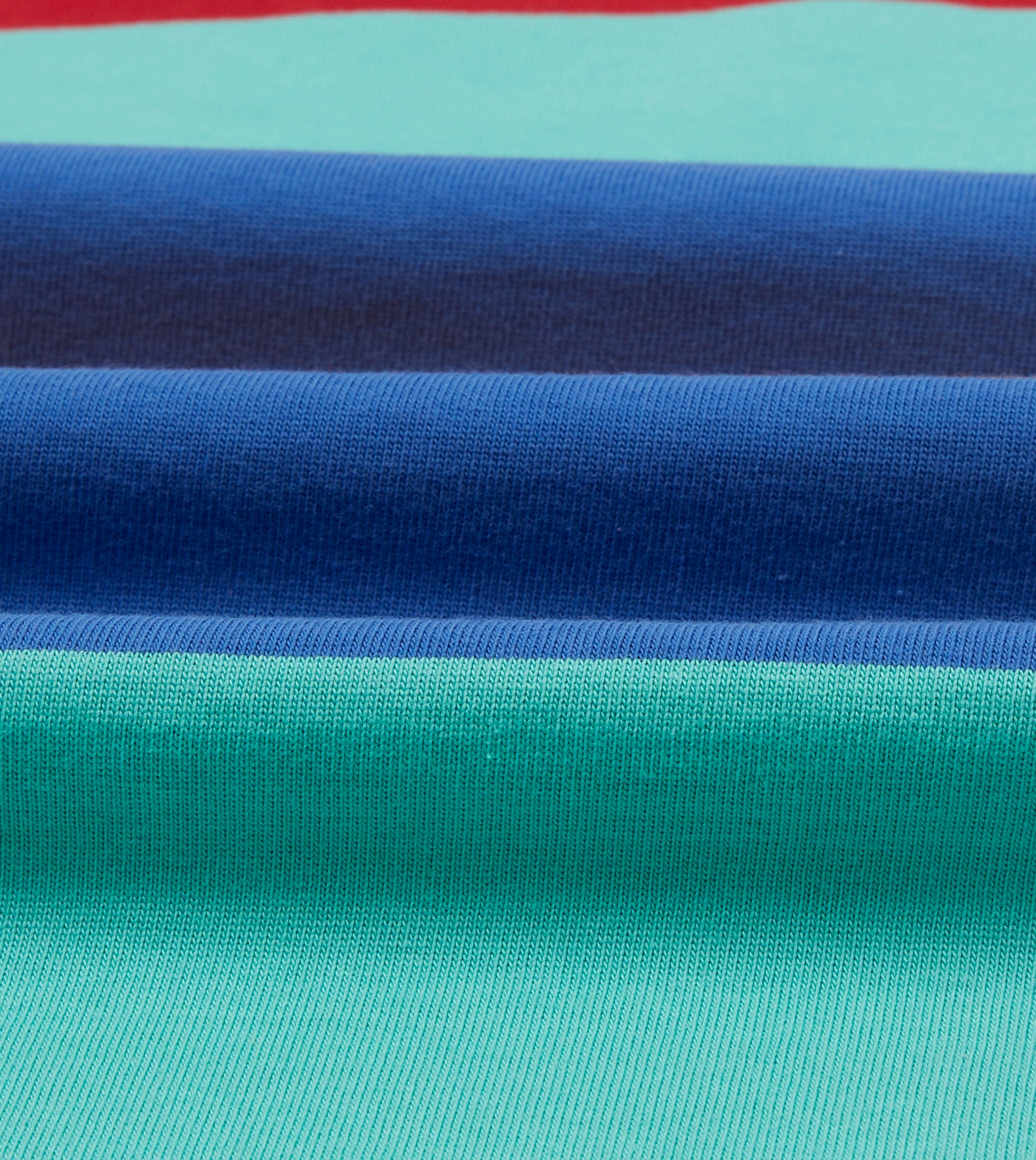 Youthful Appeal Loose Comfort Turquoise, Yellow, Blue and Red Multi Stripe Cotton Rugby Shirt