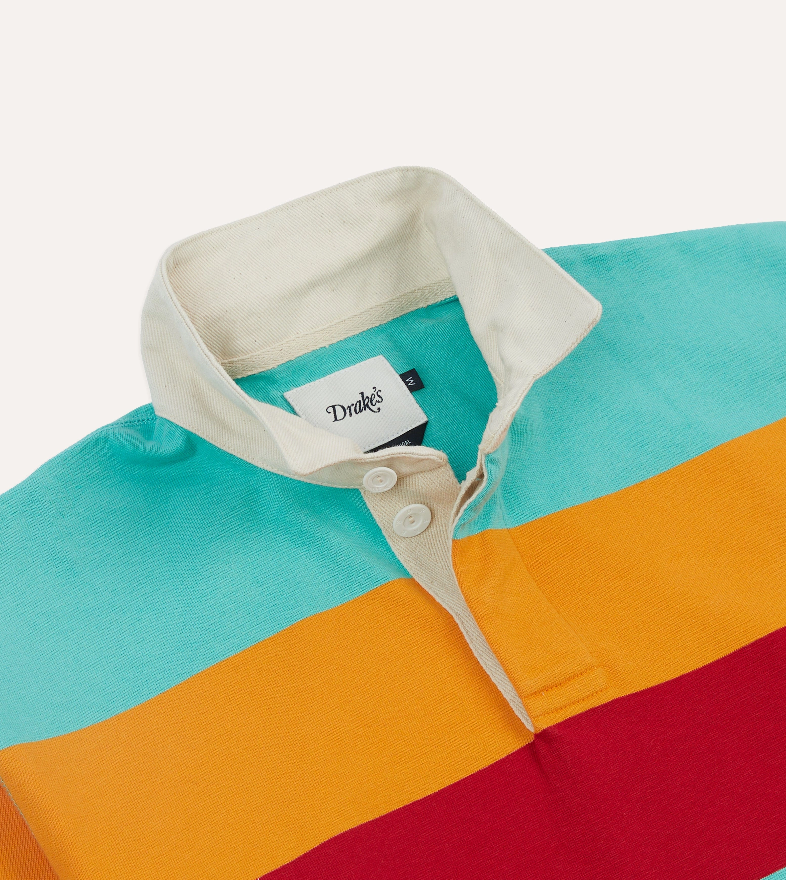 Abstract print Versatile Layering Turquoise, Yellow, Blue and Red Multi Stripe Cotton Rugby Shirt