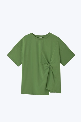 Ultra Soft Blend Layerable Look Twist Knot Tee - Clover Green [AT]