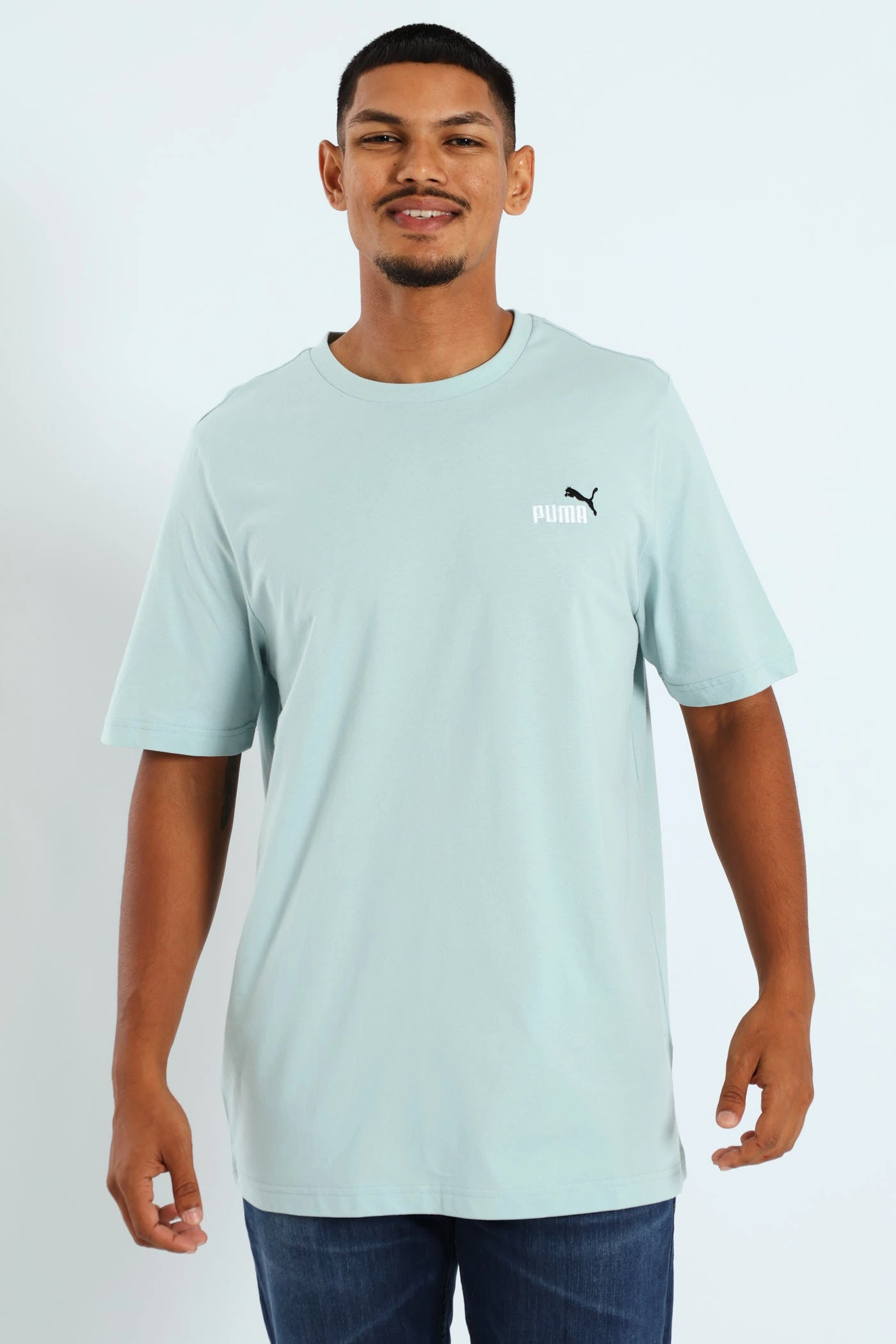 Two Colour Small No.1 Logo Tee - Light Turquoise Multi Panel Design
