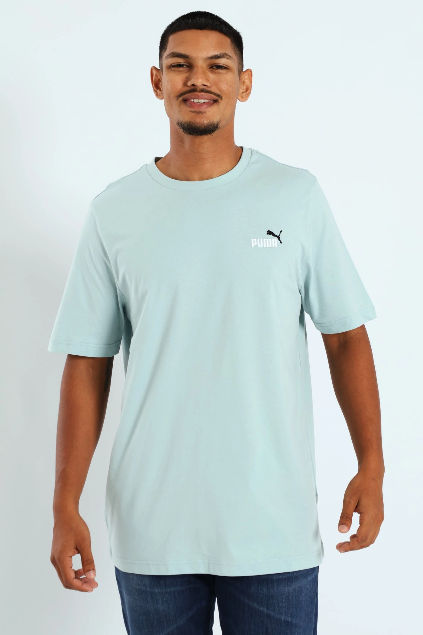 Two Colour Small No.1 Logo Tee - Light Turquoise Embroidered Details