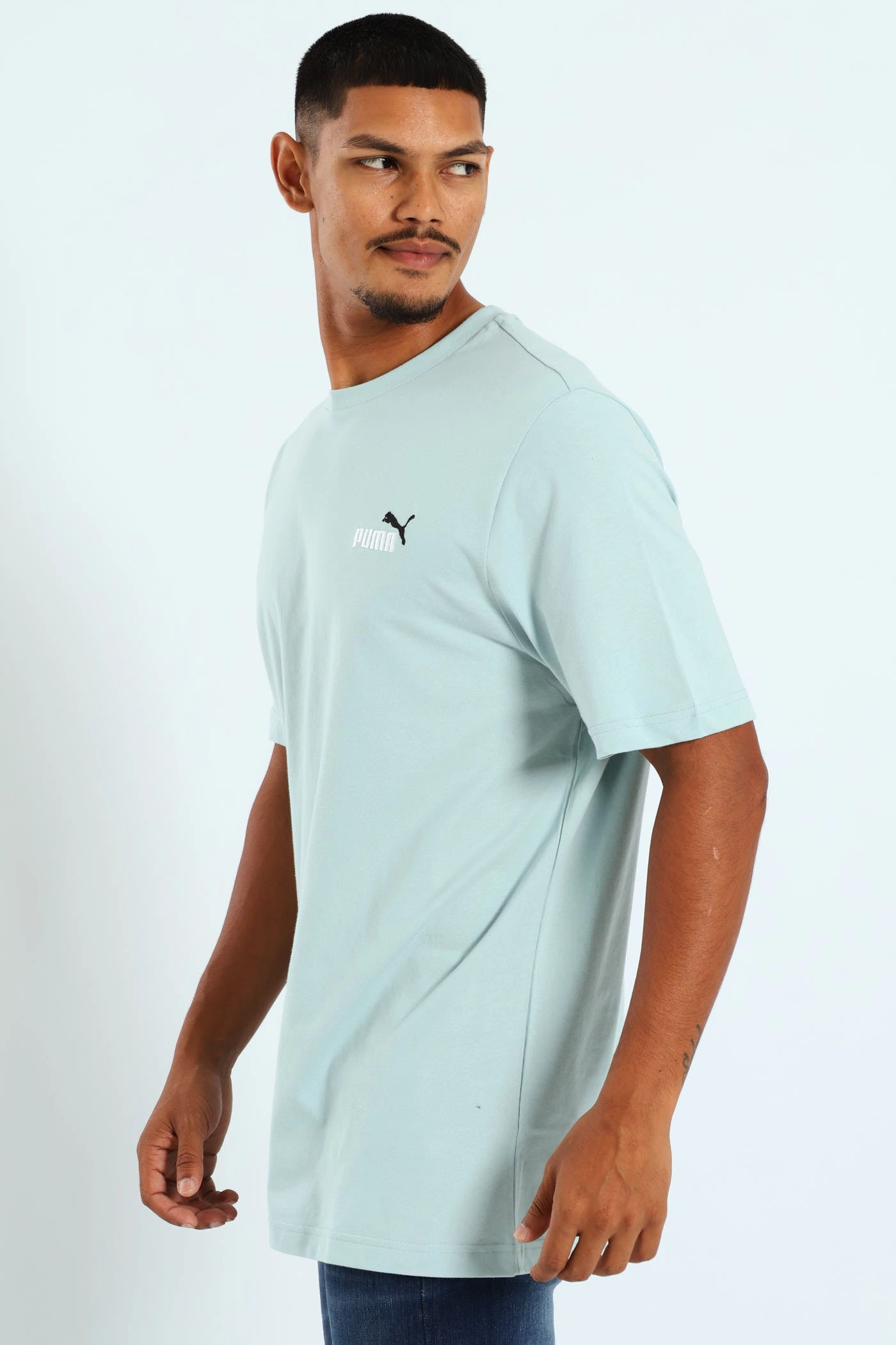 Two Colour Small No.1 Logo Tee - Light Turquoise Effortless Comfort Long sleeved warmth