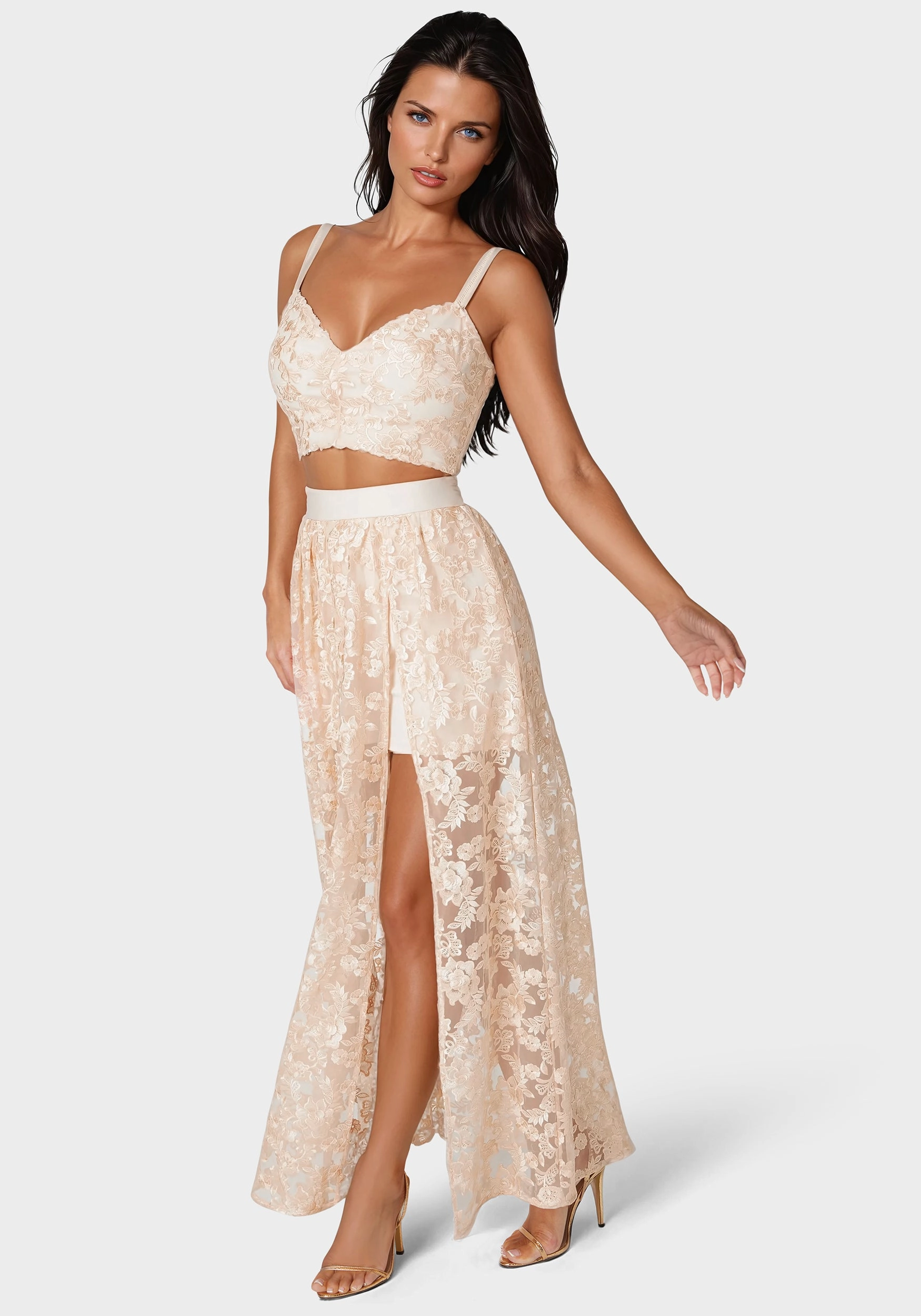 Family Glow Polished Edge Two Piece Embroidered Gown