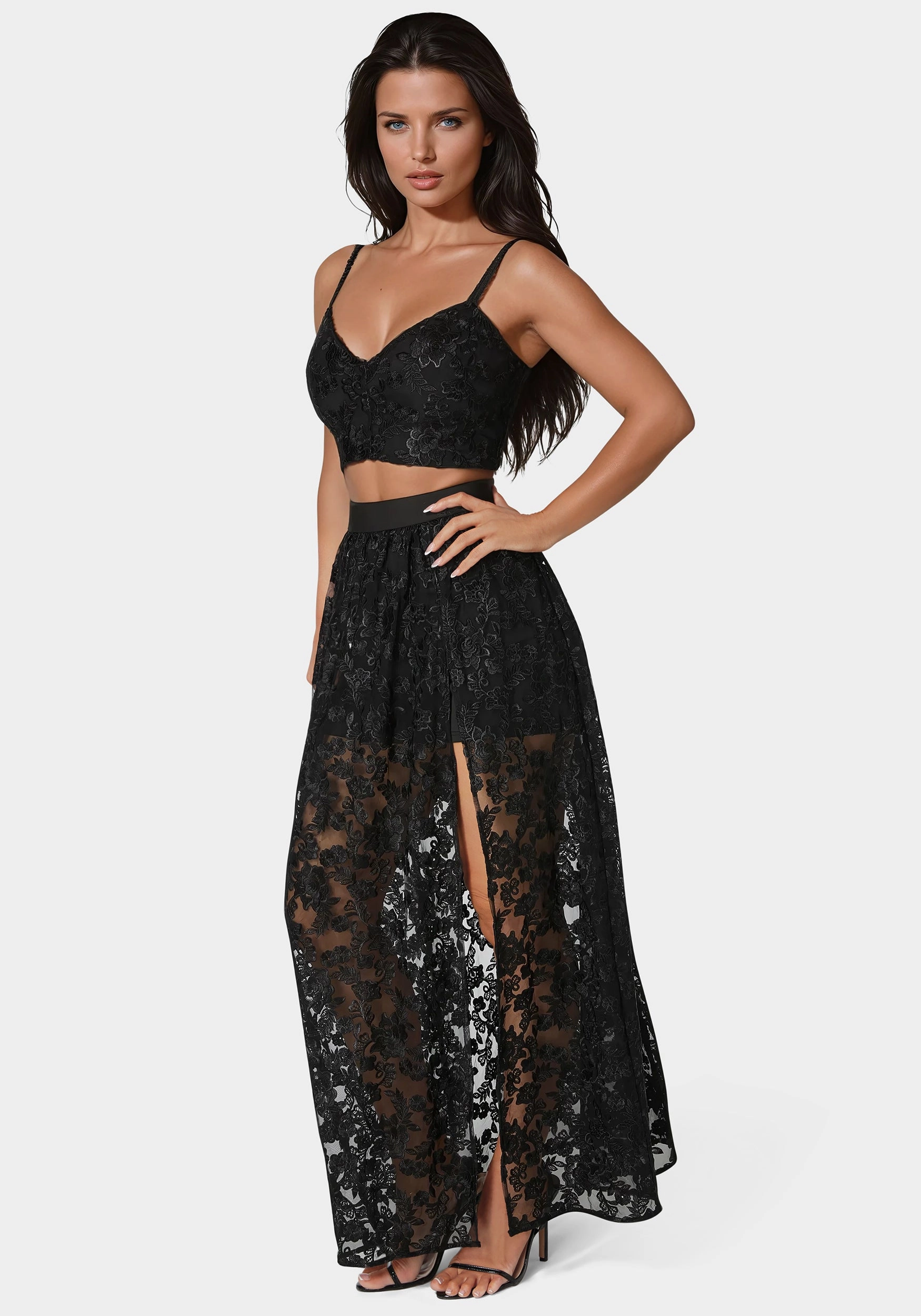 Sleeveless Cut All Day Ready Two Piece Embroidered Gown