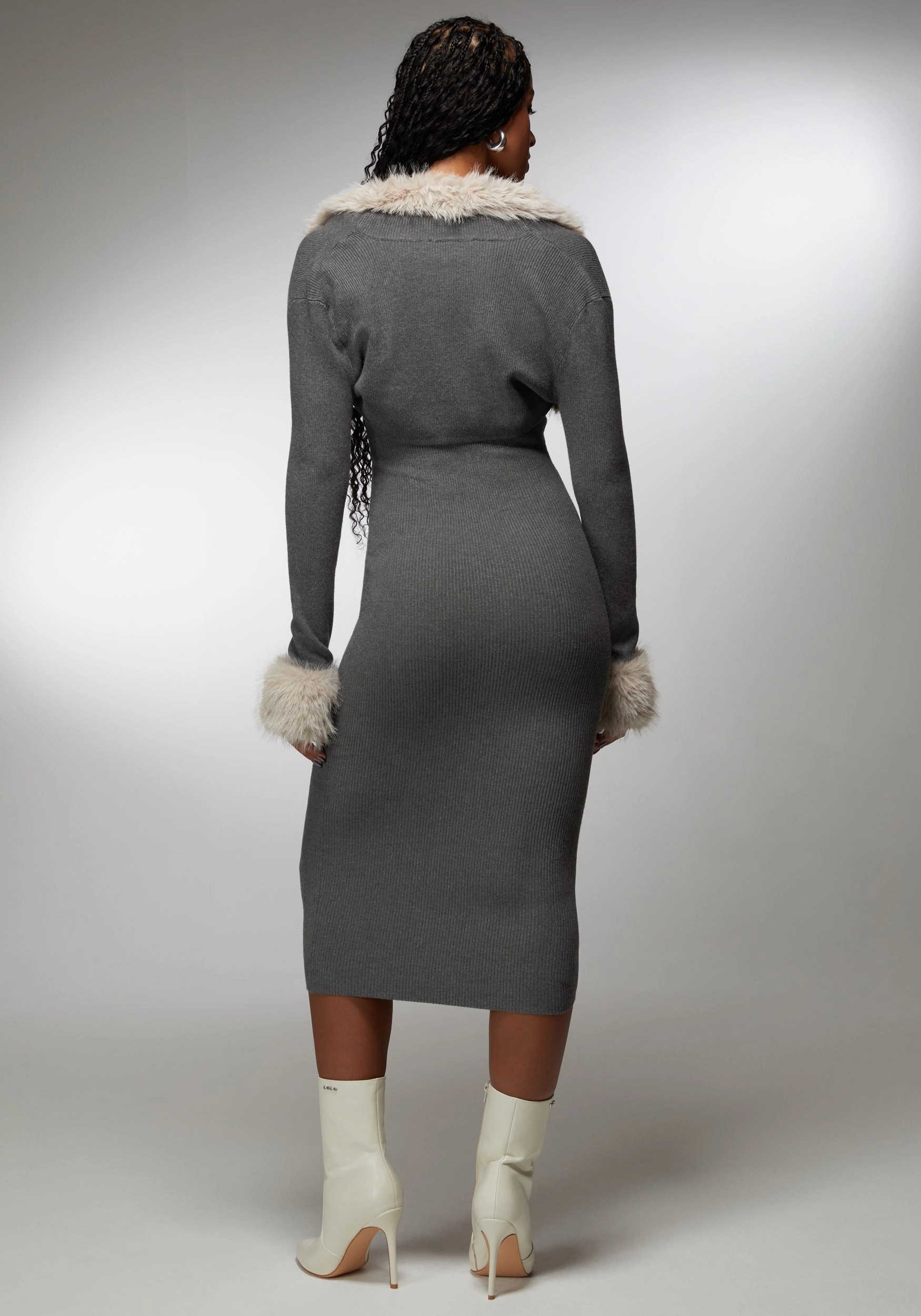 Two Piece Faux Fur Sweater Dress Tailored Mood Easy Comfort