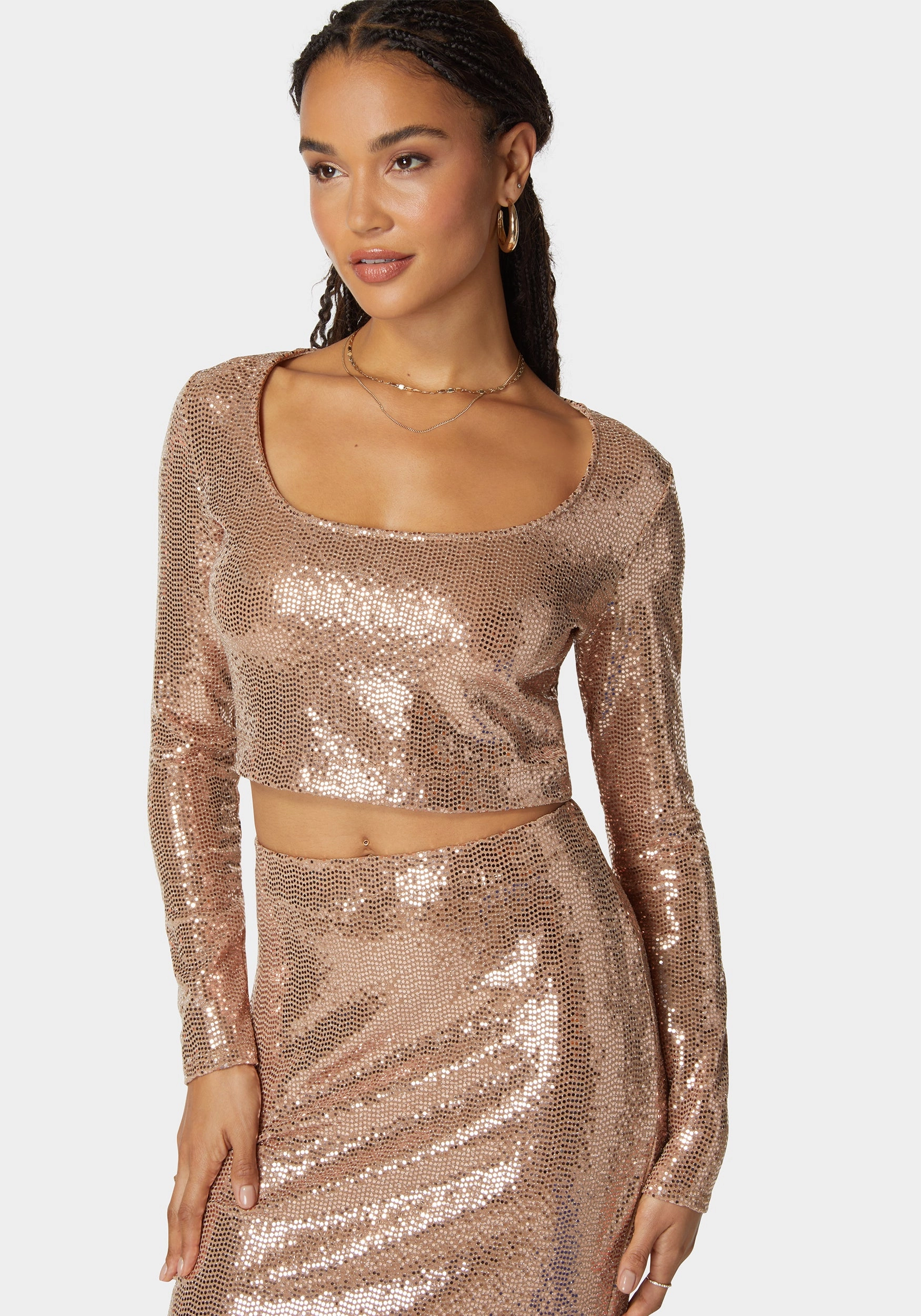 Two Piece Long Sleeve Shimmer Set Dreamy Simplicity