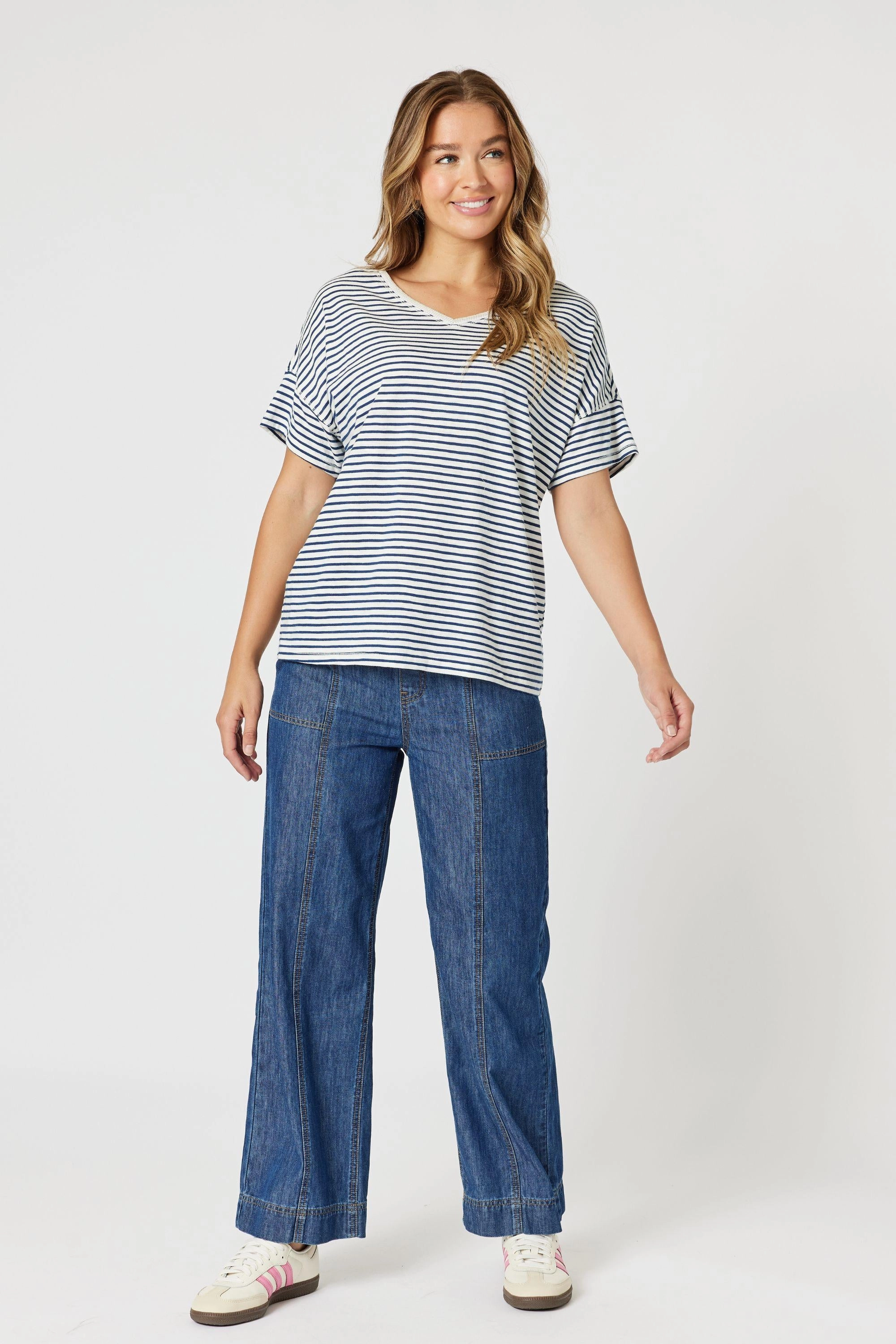Non Restrictive Fit Sun Protection TYLA STRIPE TEE - 47873T
