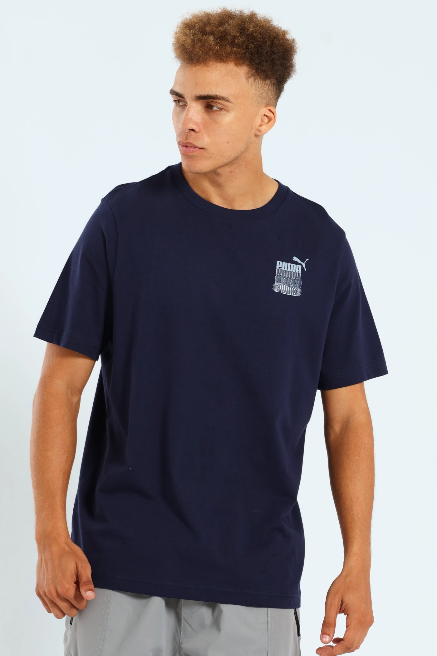 Practical Comfort Graphics Logo Embroidery Tee - Navy