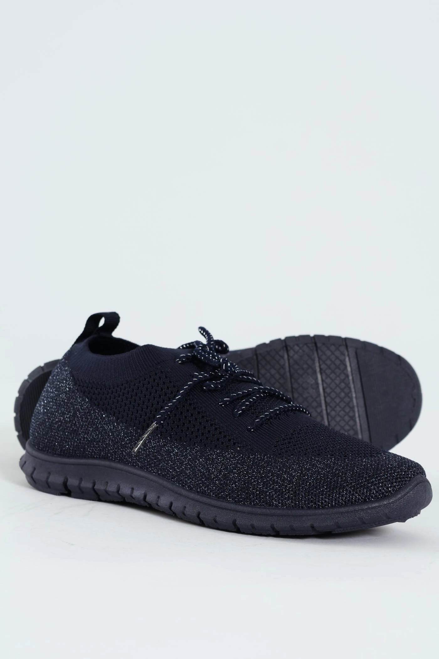 Stabilizing Heel Cage Nansen Bungee Cord Knit Slip On Sneaker - Navy