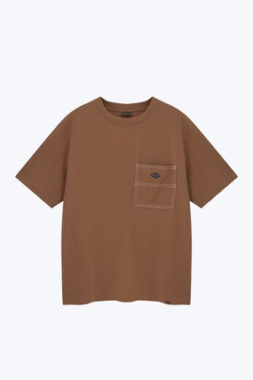 RawEdgedDesign Utility Contrast Pocket Stitch Tee - Coffee