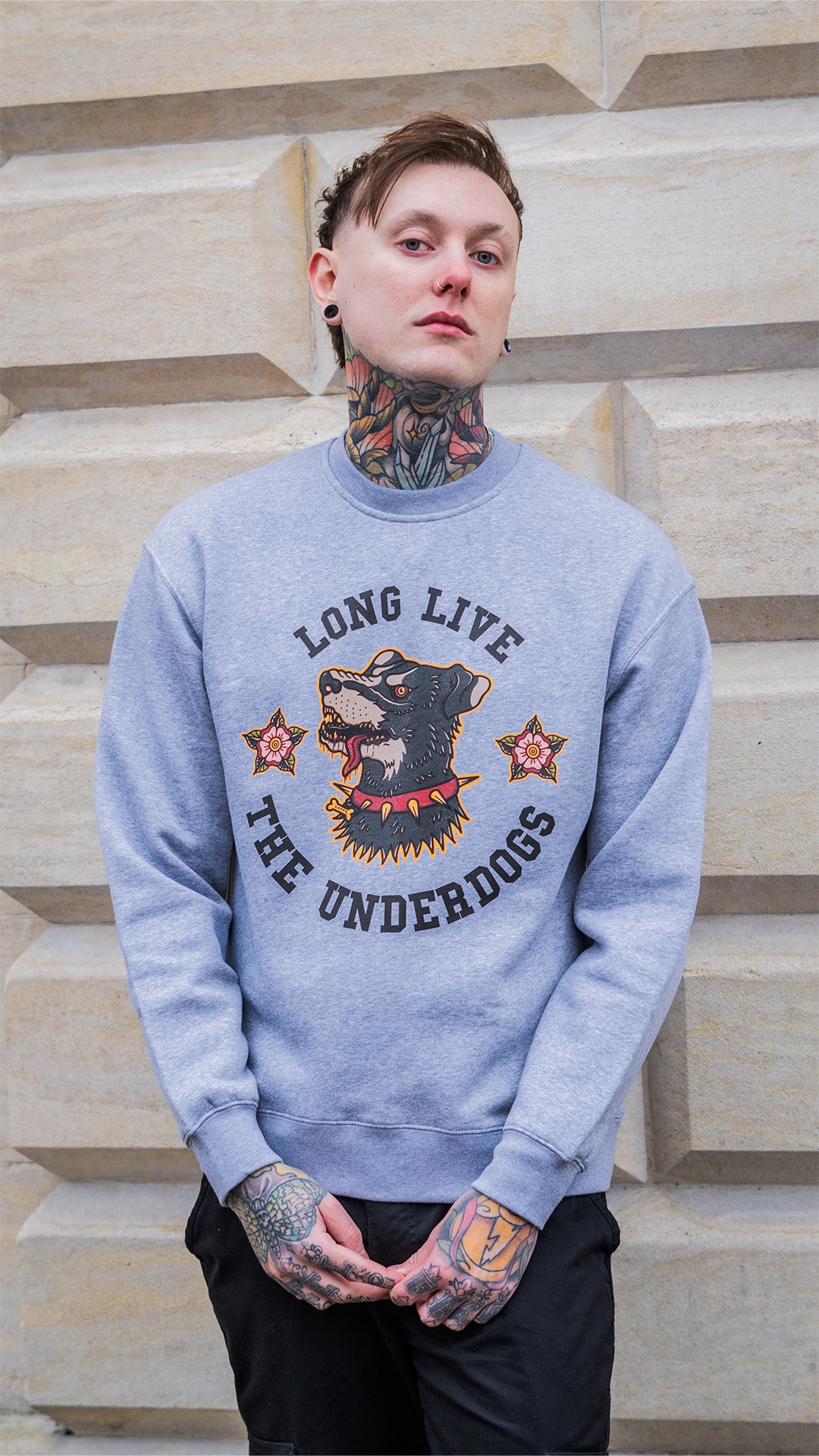 Flexible Shoulder Cool Tone Underdogs Sweater / Front Print