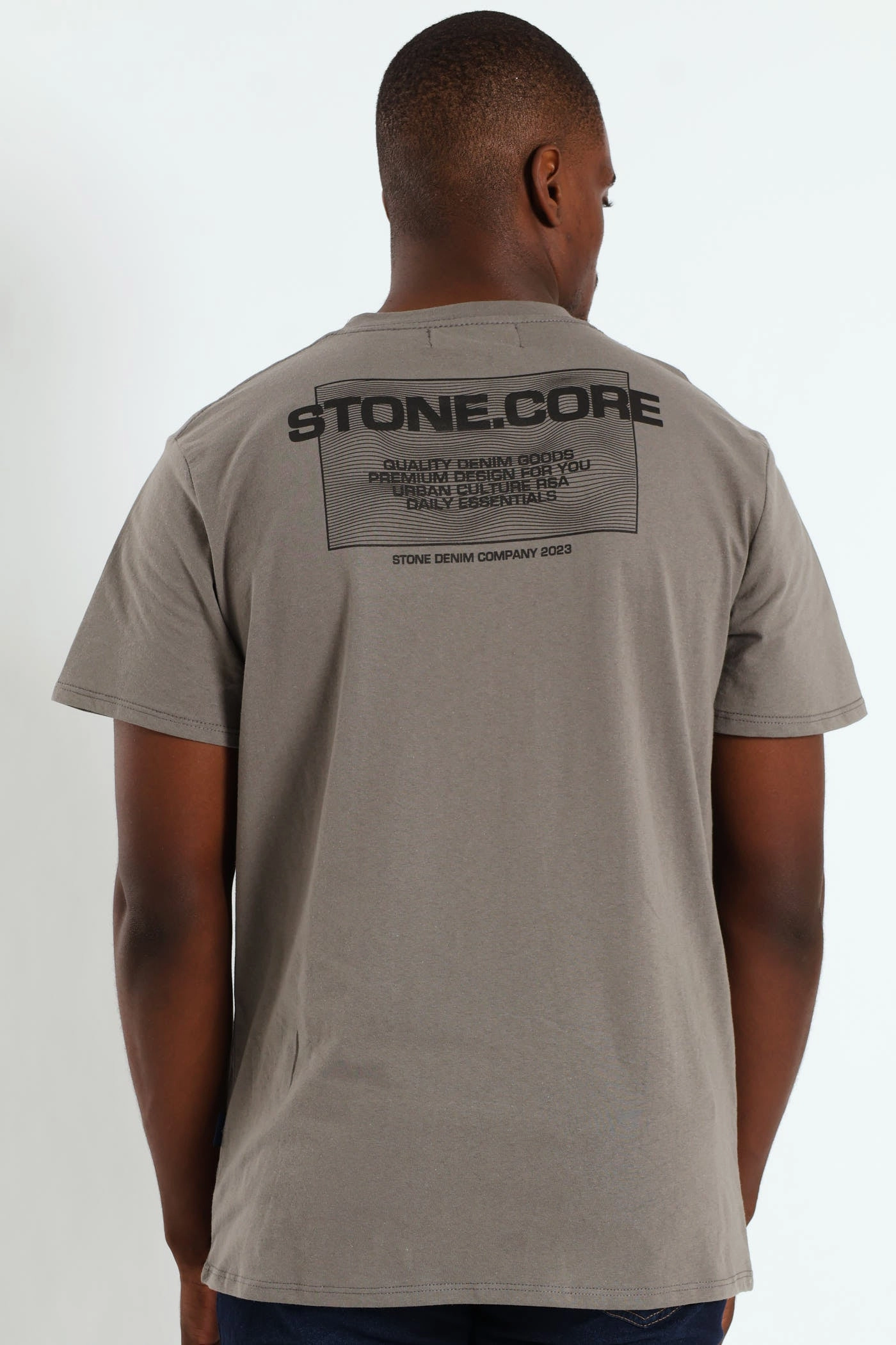 polo neck Core Front & Back Print Tee - Gunmetal