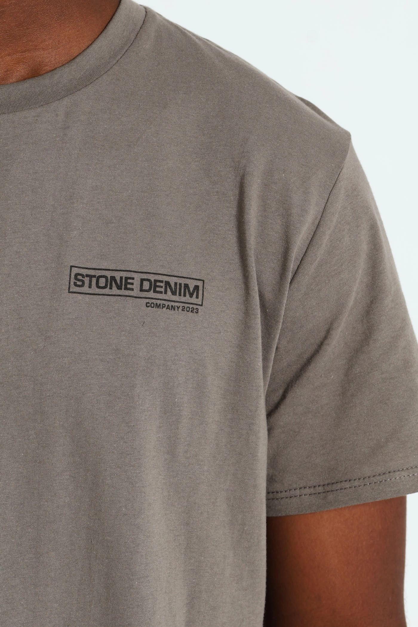 Core Front & Back Print Tee - Gunmetal Tight Fit Holiday Casual