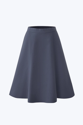 Seam Detail Circular Skirt - Denim Blue Cotton Rich