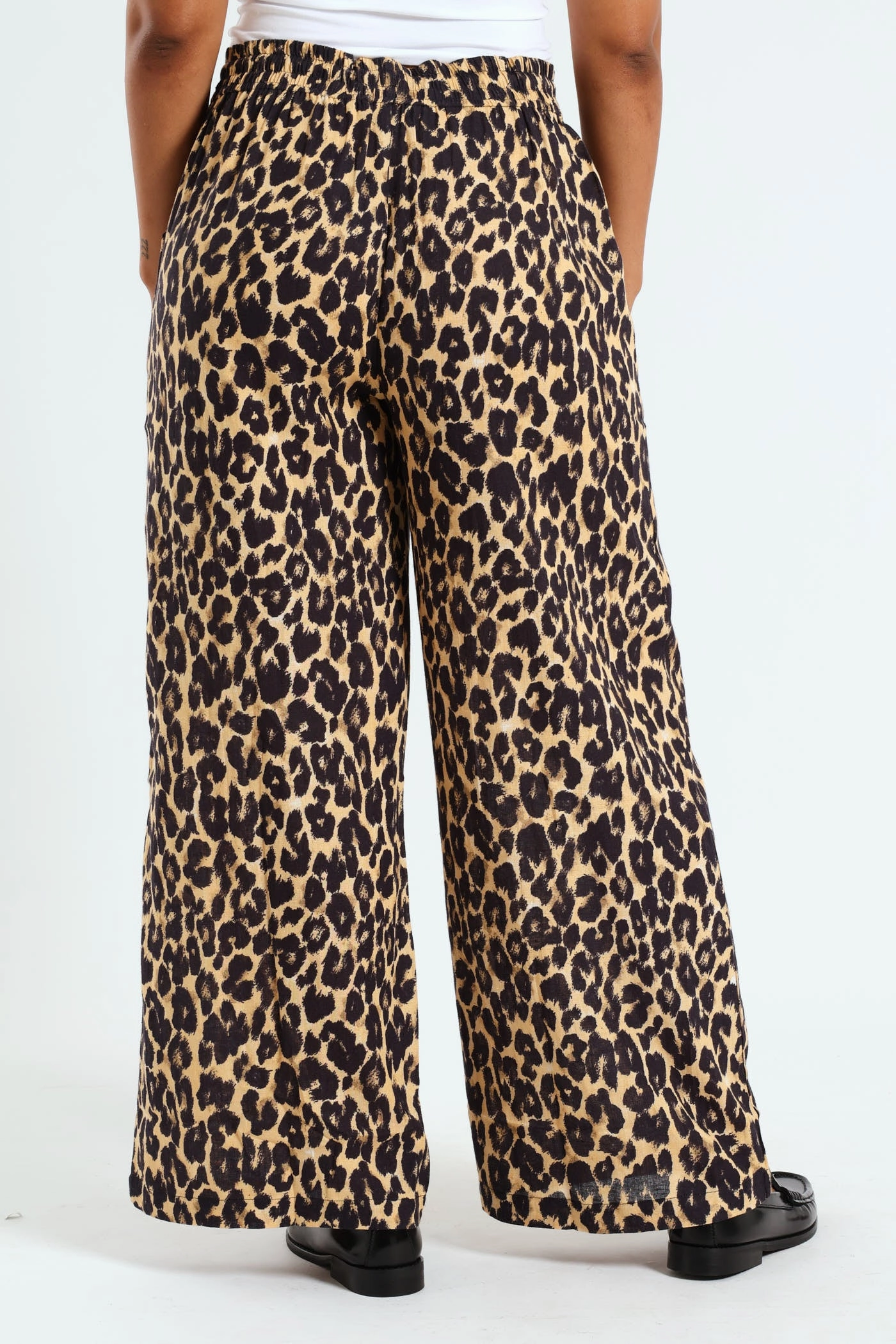 Leopard Print Pant - Beige Basic Stretch Built-in shorts