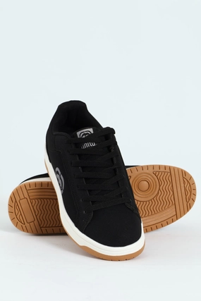 Endurance Style. Lace Design Lace Up Sneaker With Rhino Embossing - Black