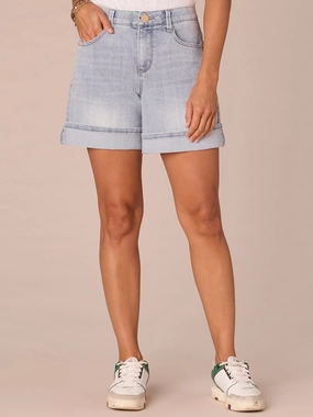 "Ab"solution High Rise Roll Cuff Shorts with Spade Back Pockets Fit Routine