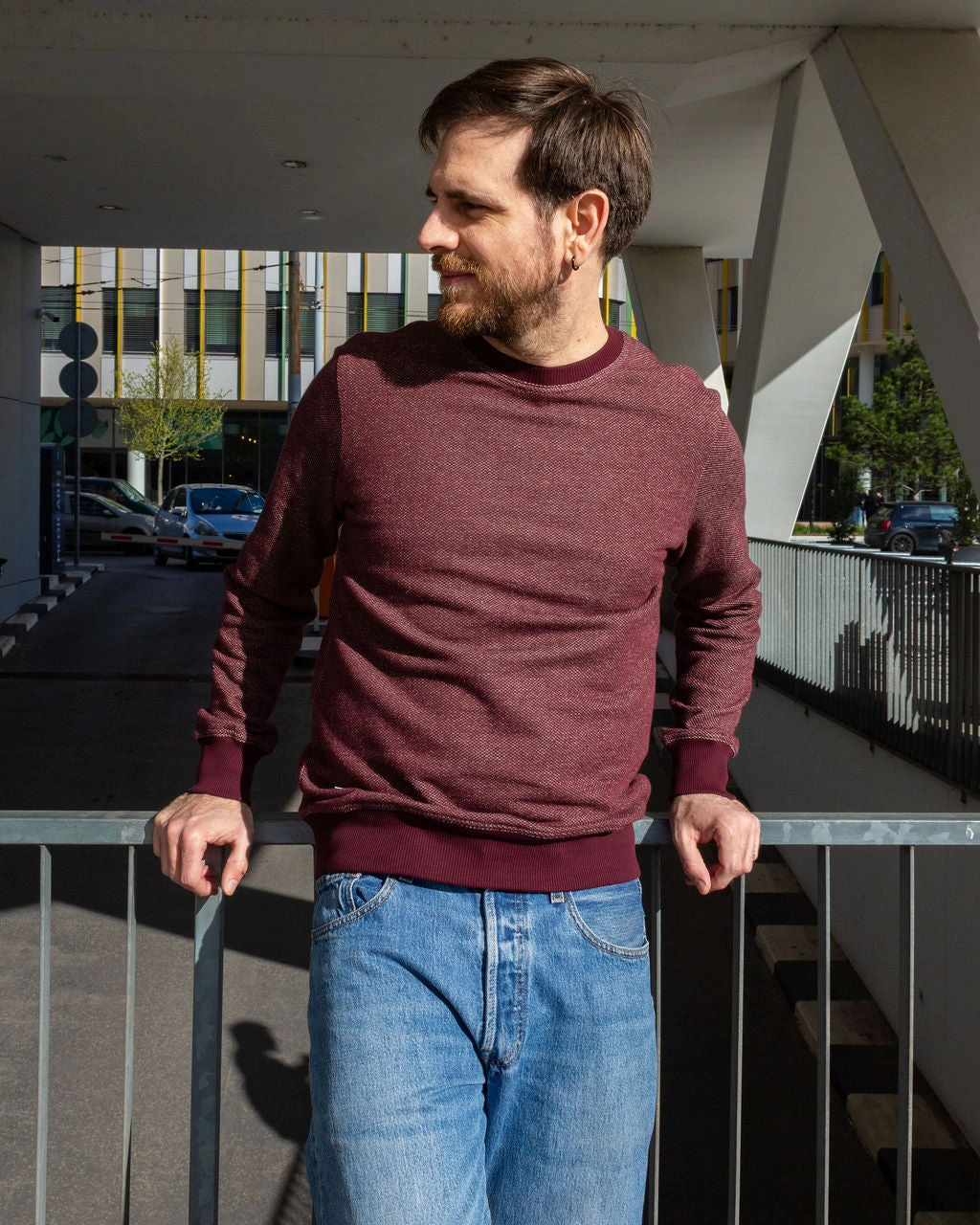 Timeless Fashion BICOLOR CREWNECK / WINE