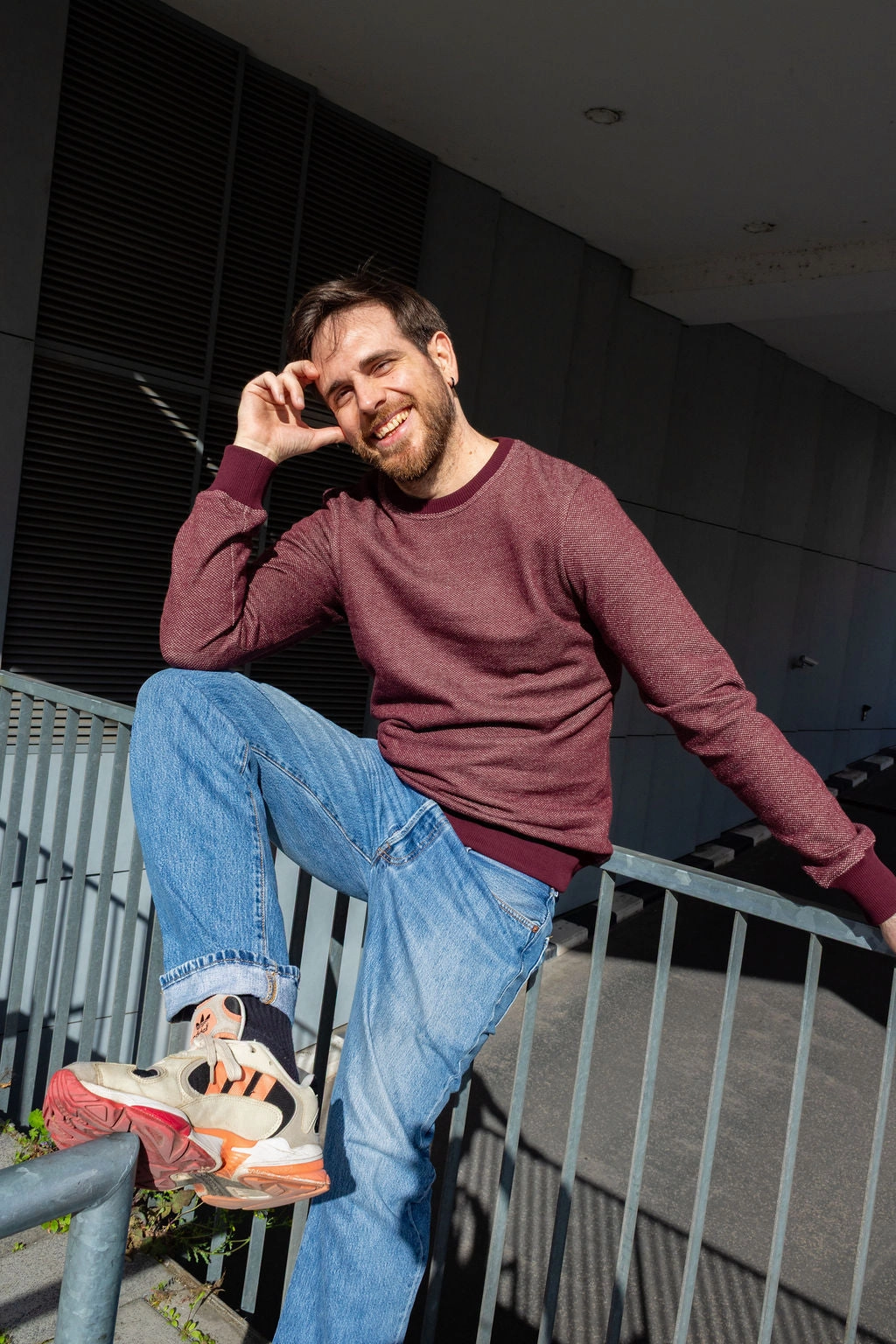 Classic Layering BICOLOR CREWNECK / WINE