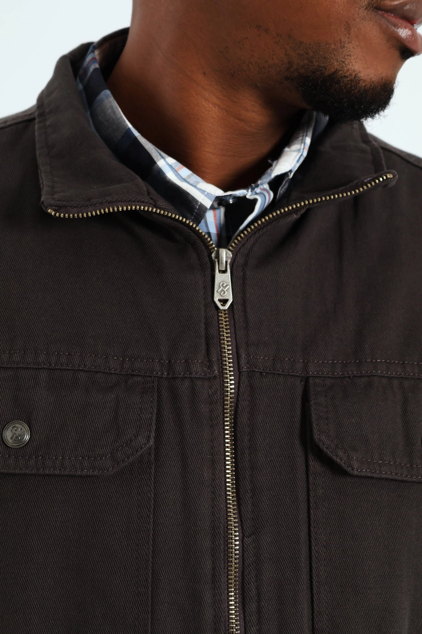 Cotton Trucker Jacket - Charcoal Dry Weather Look
