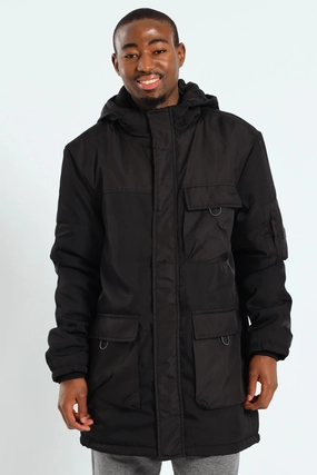 Utility Parka Jacket - Black Seamless construction Windproof Technology