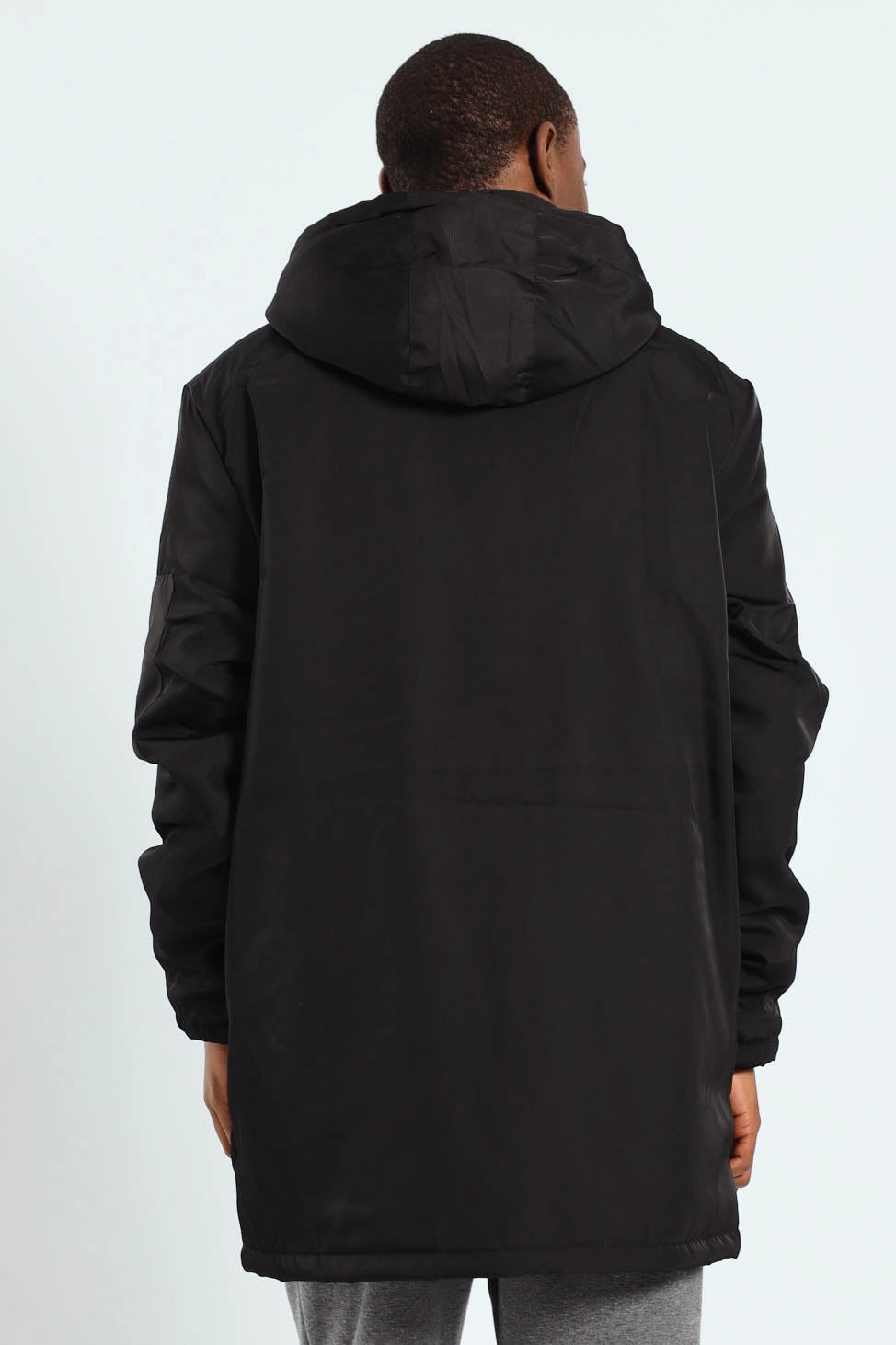 Non Bulky Design Utility Parka Jacket - Black