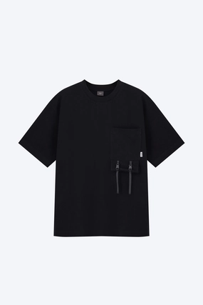 Comfortable Cut Utility Roll-Up Pocket Tee - Black