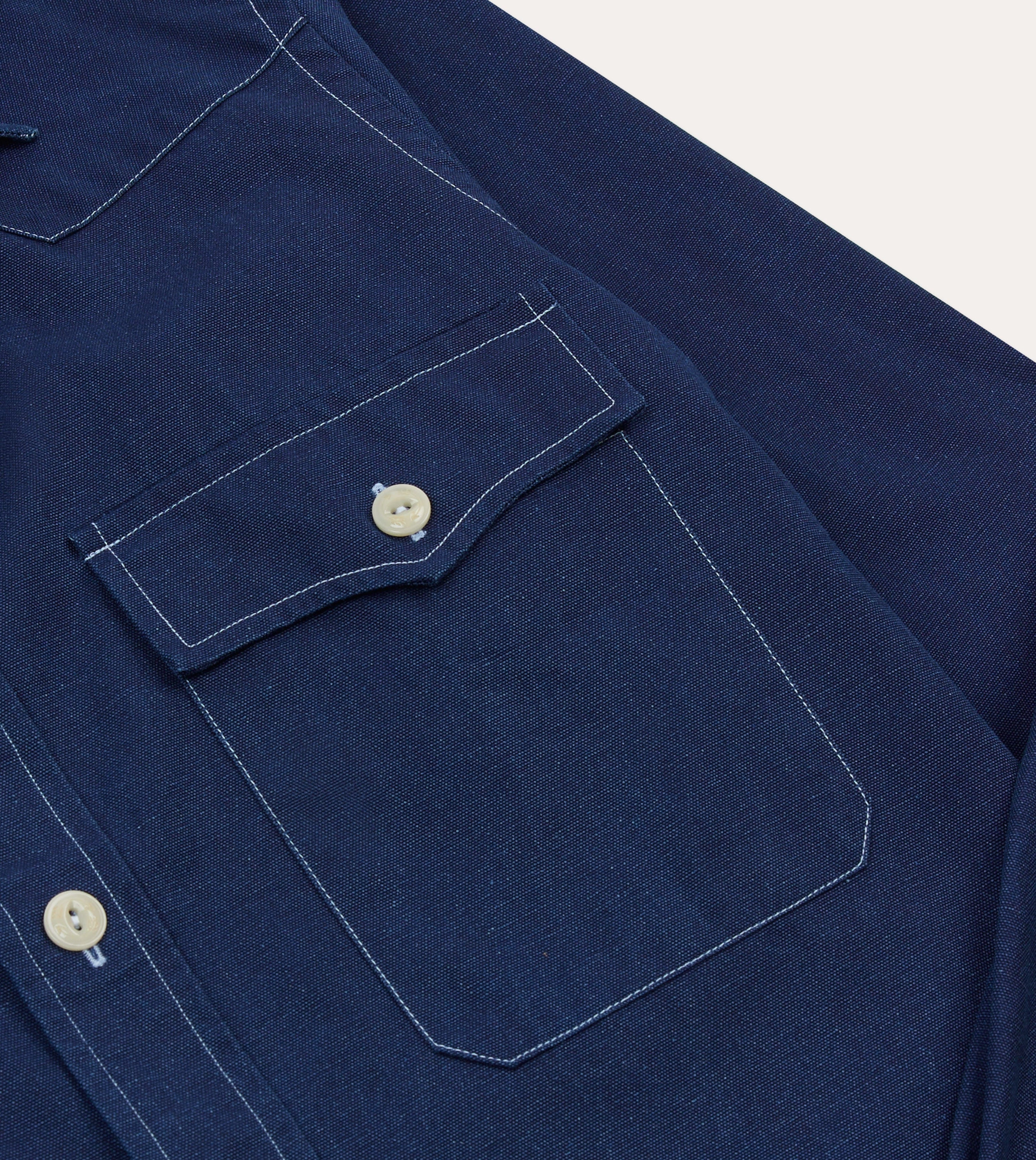 Indigo Canvas Two-Pocket Western Shirt Gym Companion