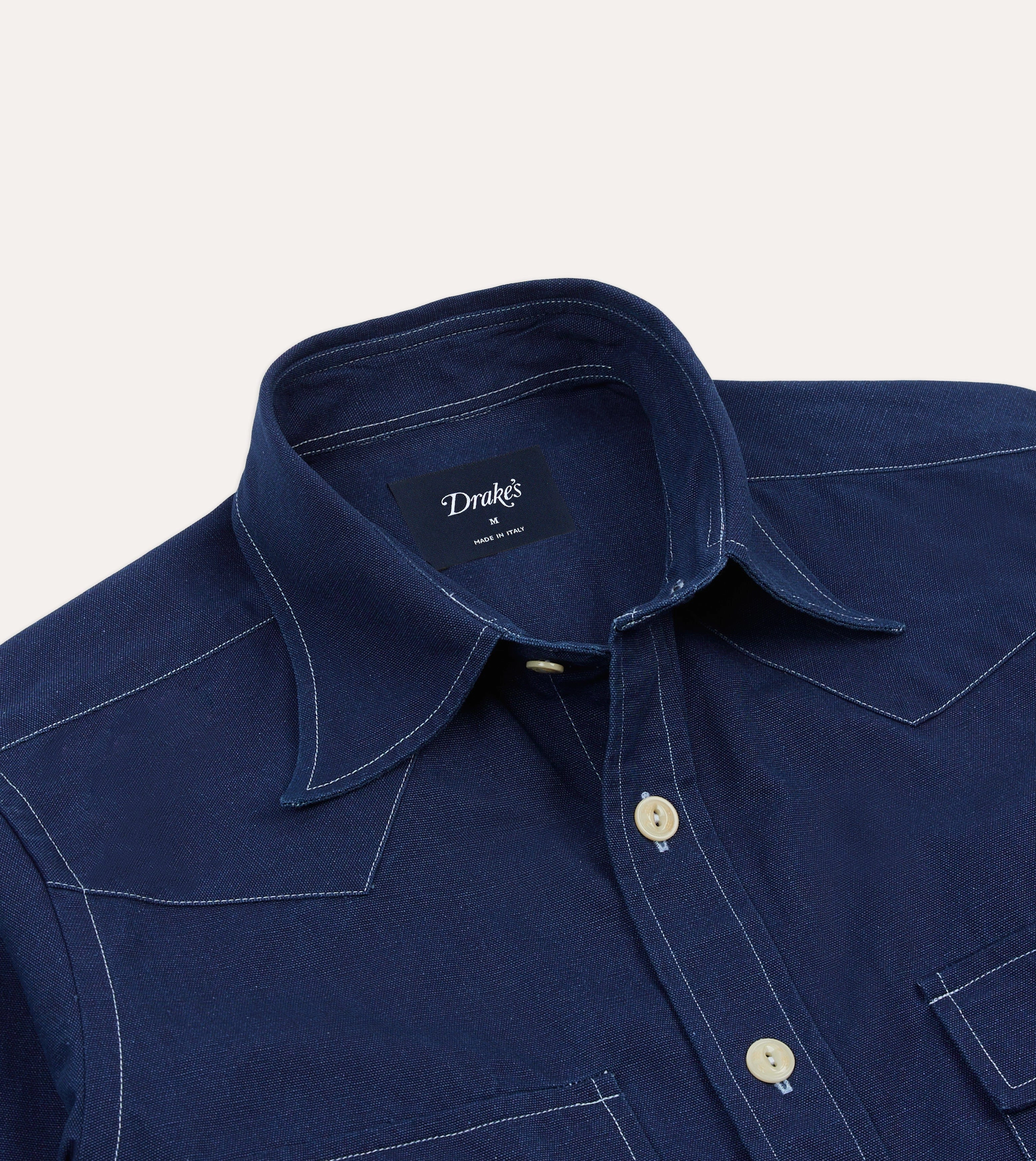 Indigo Canvas Two-Pocket Western Shirt Modern Fit