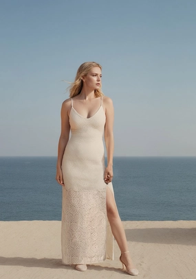 V Neck Maxi Lace Dress Urban Classic Minimal Form