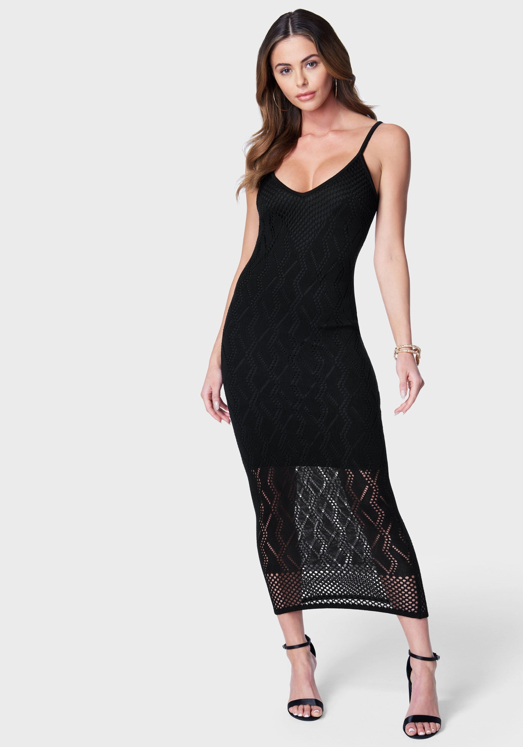 V Neck Midi Crochet Dress Relax Piece Power Soft