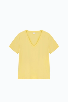 Moisture Management Technology Ruffled edges V-Neck Tee - Canary