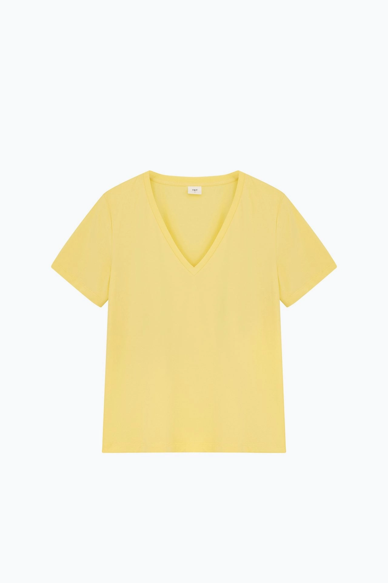 V-Neck Tee - Canary Ribbed Neckline