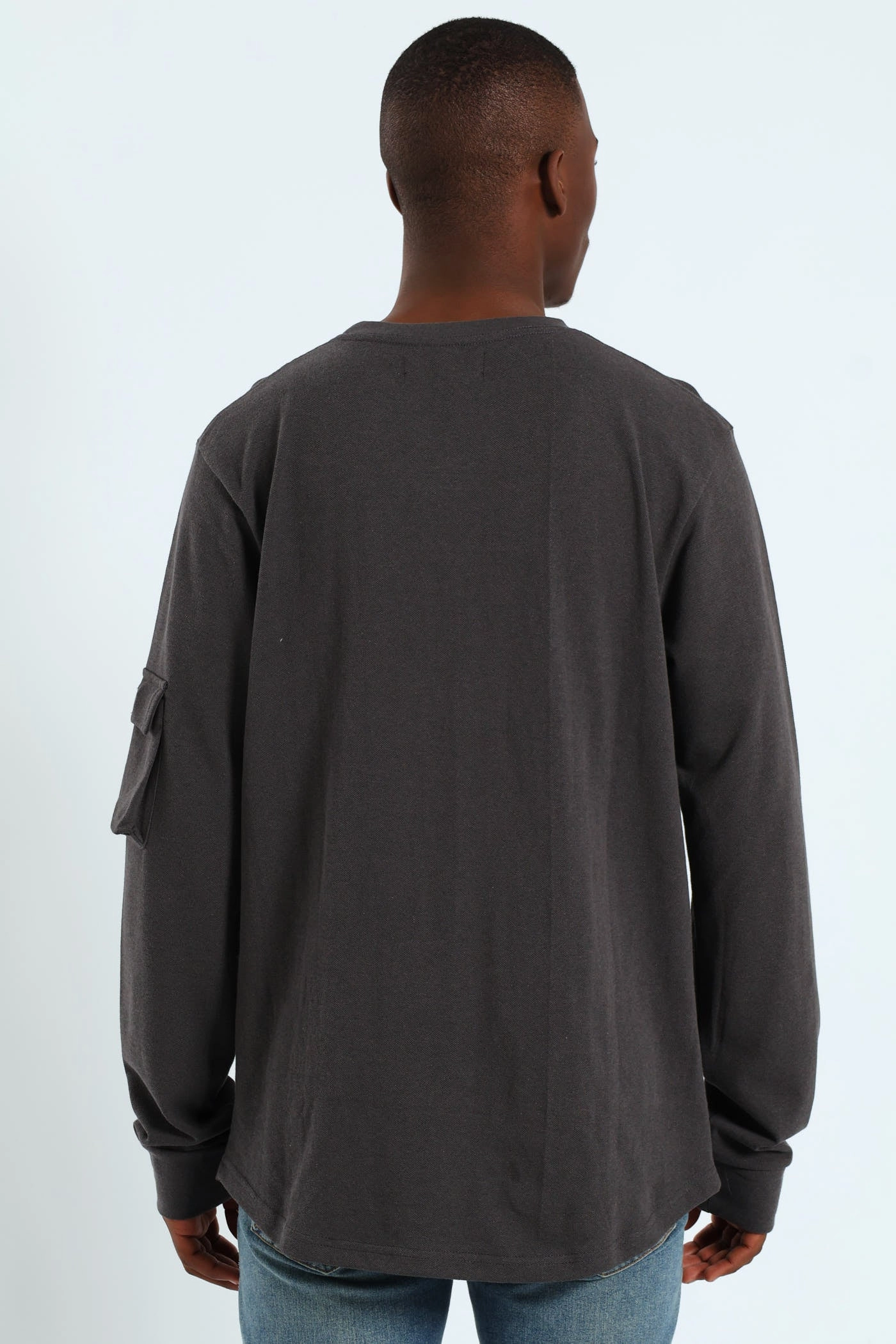 Utility Curved Hem Long Sleeve Tee - Charcoal Fresh and Cool Travel Comfort Style