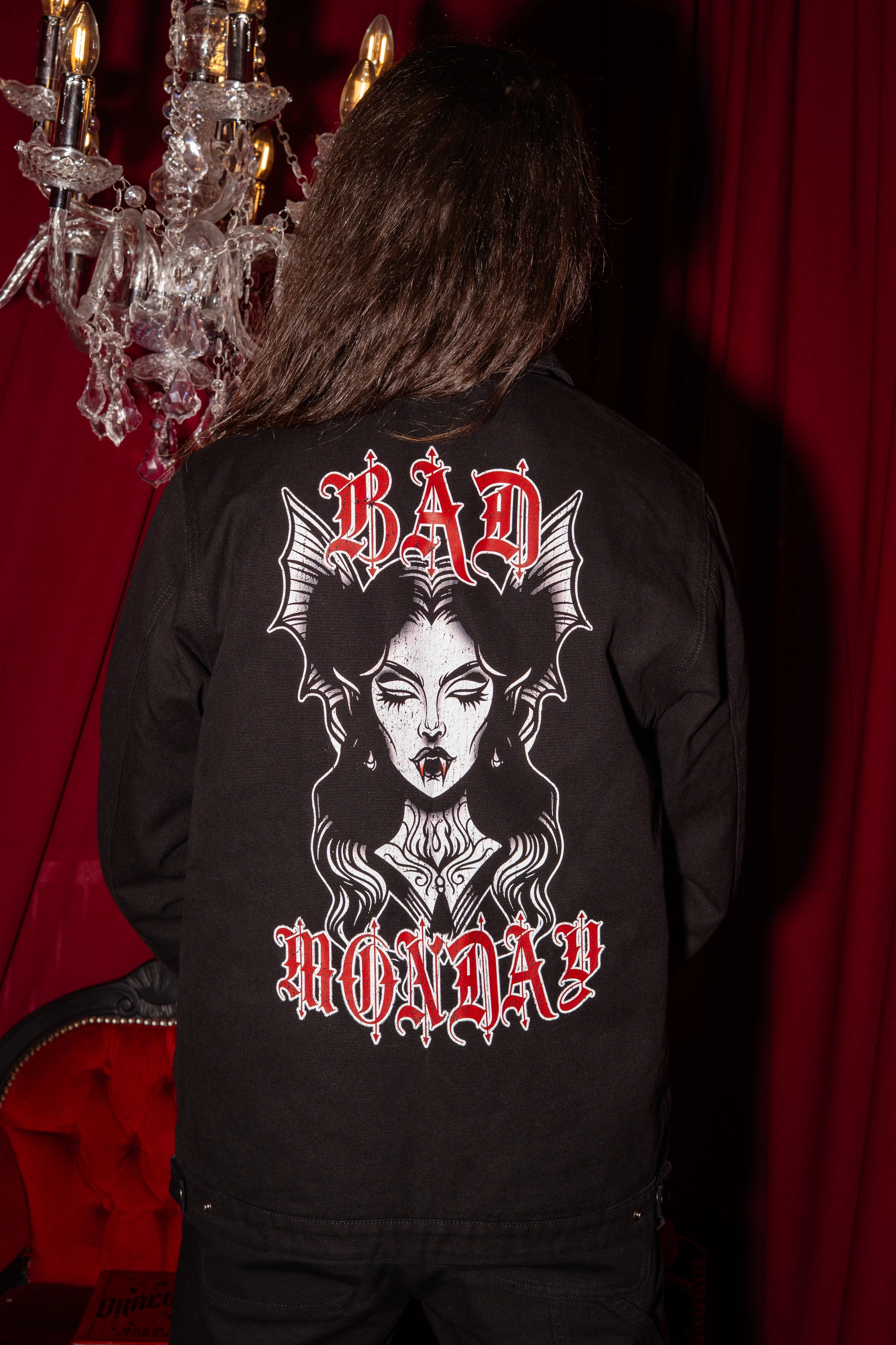 Vampy Canvas Jacket Black Classic Fit Hooded styles