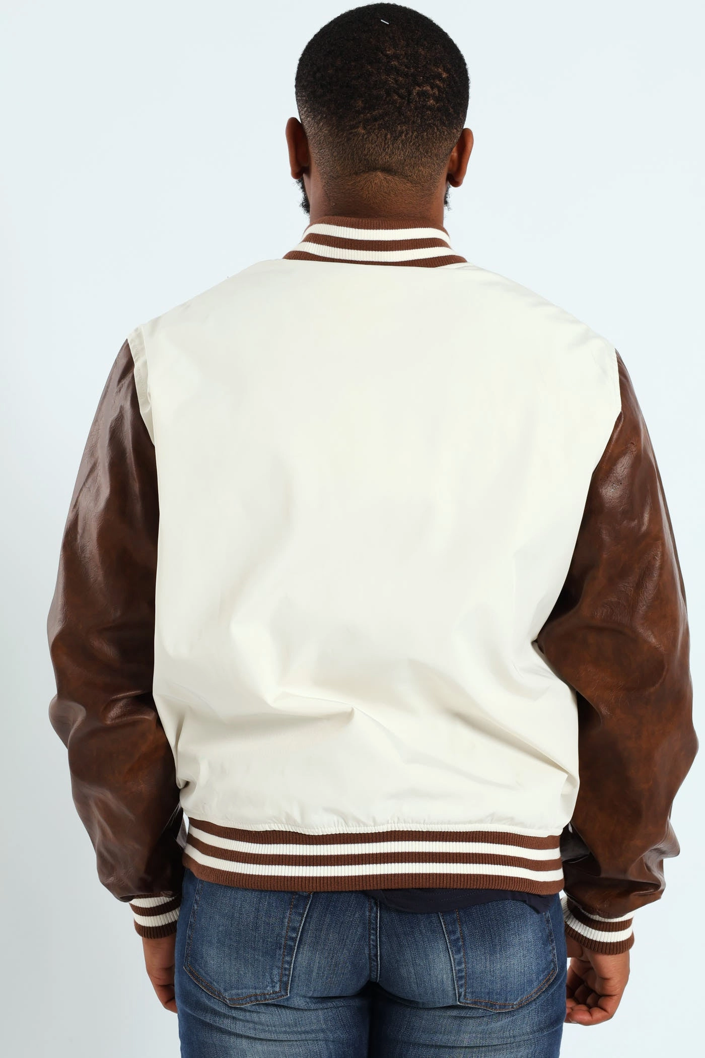UV Protective Layer Varsity Bomber Jacket - Vanilla